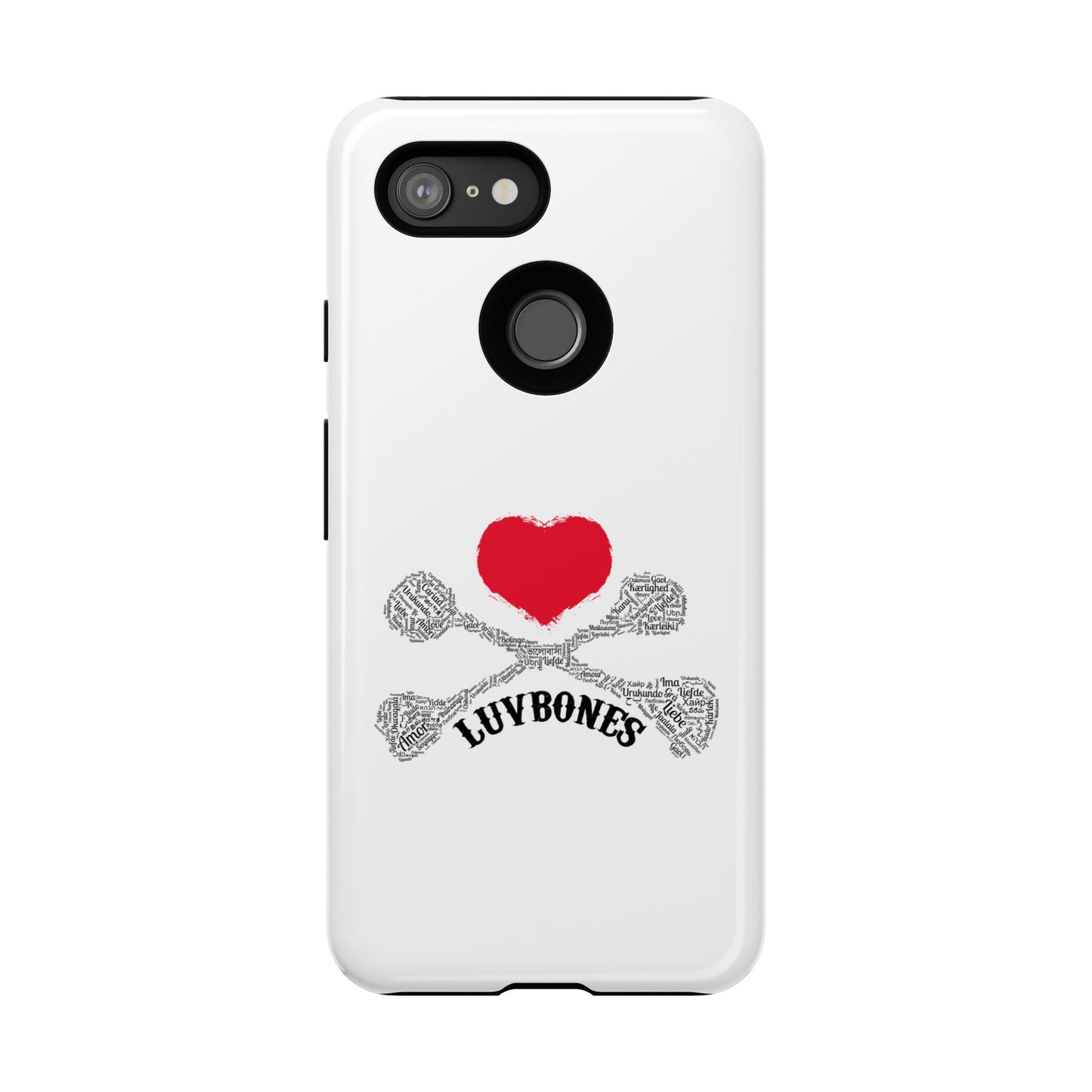 Luvbones - Hearts & Crossbones Phone Case, Tough Cases, Unique Smartphone Accessory, Gift for Him or Her