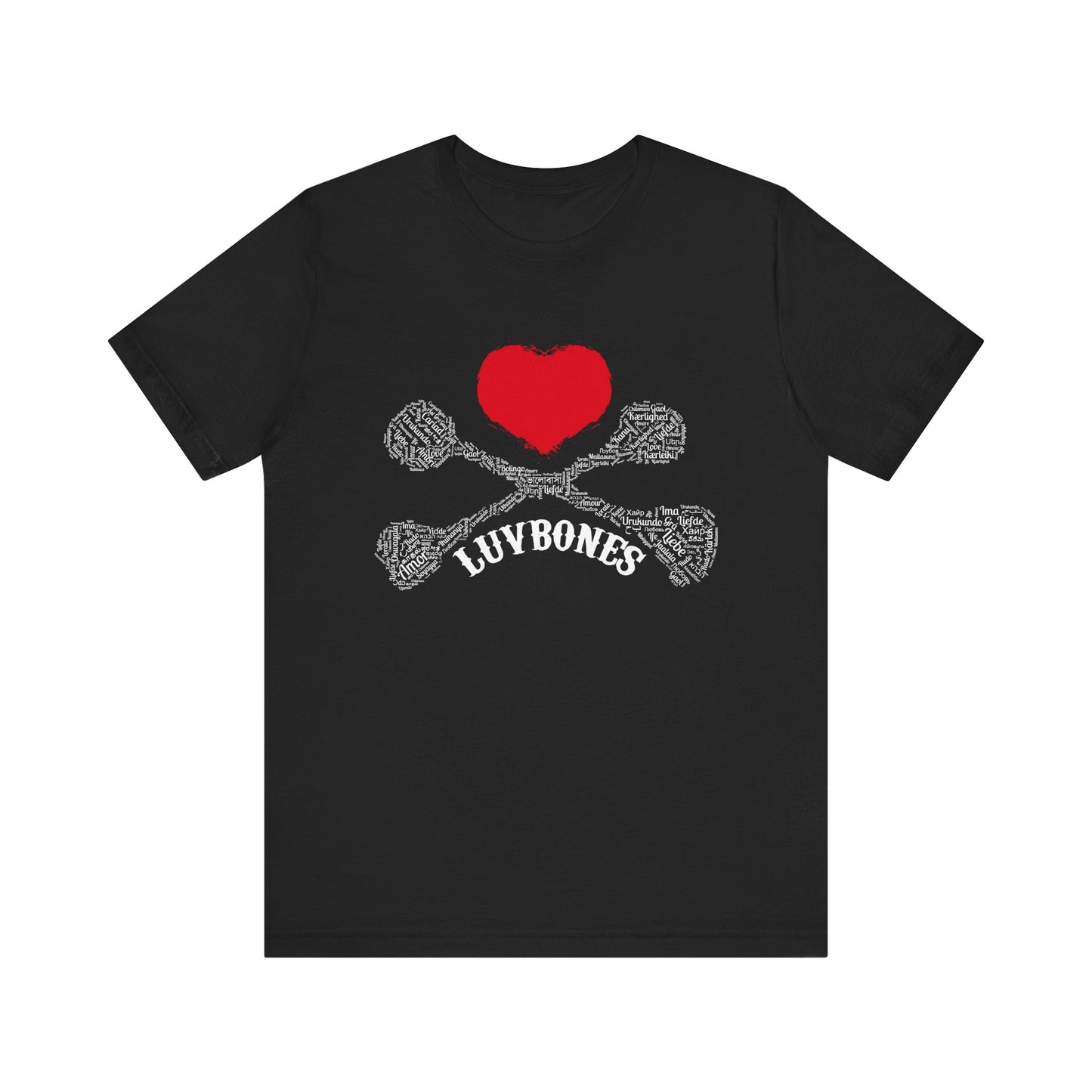 Luvbones - Hearts & Crossbones Unisex Tee, Graphic T-Shirt, Casual Wear, Music Lover Gift, Valentine's Day Shirt, Rock & Roll Style
