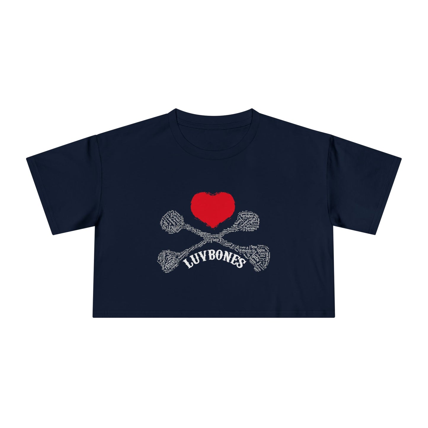 Luvbones - Hearts & Crossbones Women's Crop Tee - Trendy Summer Top, Casual Wardrobe Essential, Gift for Her, Valentine's Day