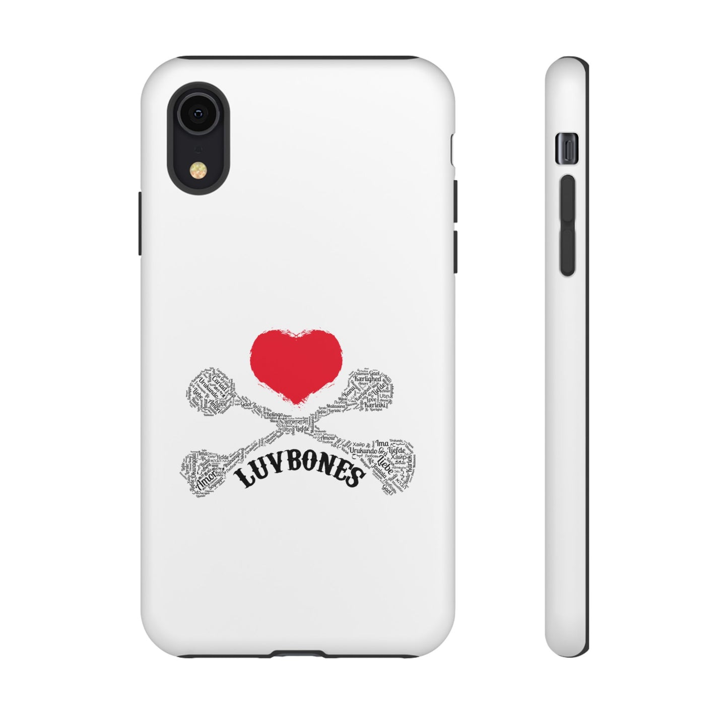 Luvbones - Hearts & Crossbones Phone Case, Tough Cases, Unique Smartphone Accessory, Gift for Him or Her