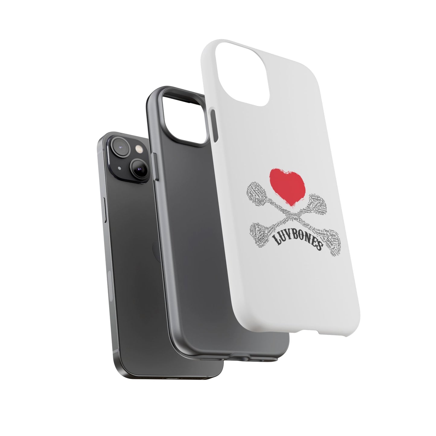 Luvbones - Hearts & Crossbones Phone Case, Tough Cases, Unique Smartphone Accessory, Gift for Him or Her