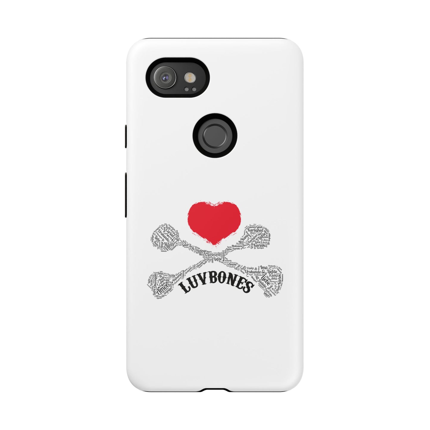 Luvbones - Hearts & Crossbones Phone Case, Tough Cases, Unique Smartphone Accessory, Gift for Him or Her