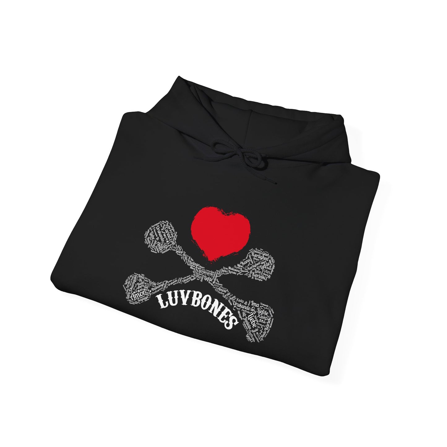 Luvbones - Hearts & Crossbones Unisex Hoodie, Graphic Sweatshirt for Couples, Valentine's Day Gift, Streetwear Fashion, Cozy Layering