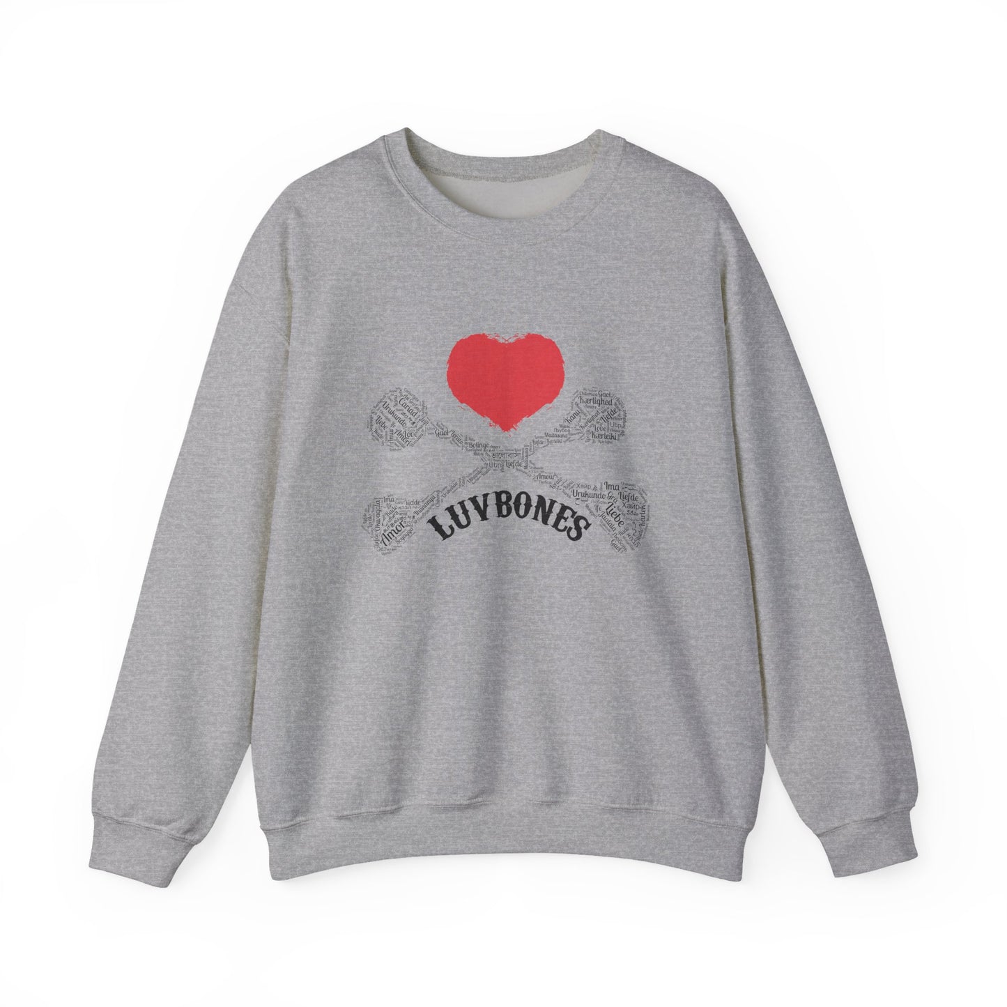 Luvbones - Hearts & Crossbones Sweatshirt, Cozy Unisex Crewneck, Valentine Gift, Edgy Sweatshirt for Him/Her, Casual Wear, Trendy Outfit