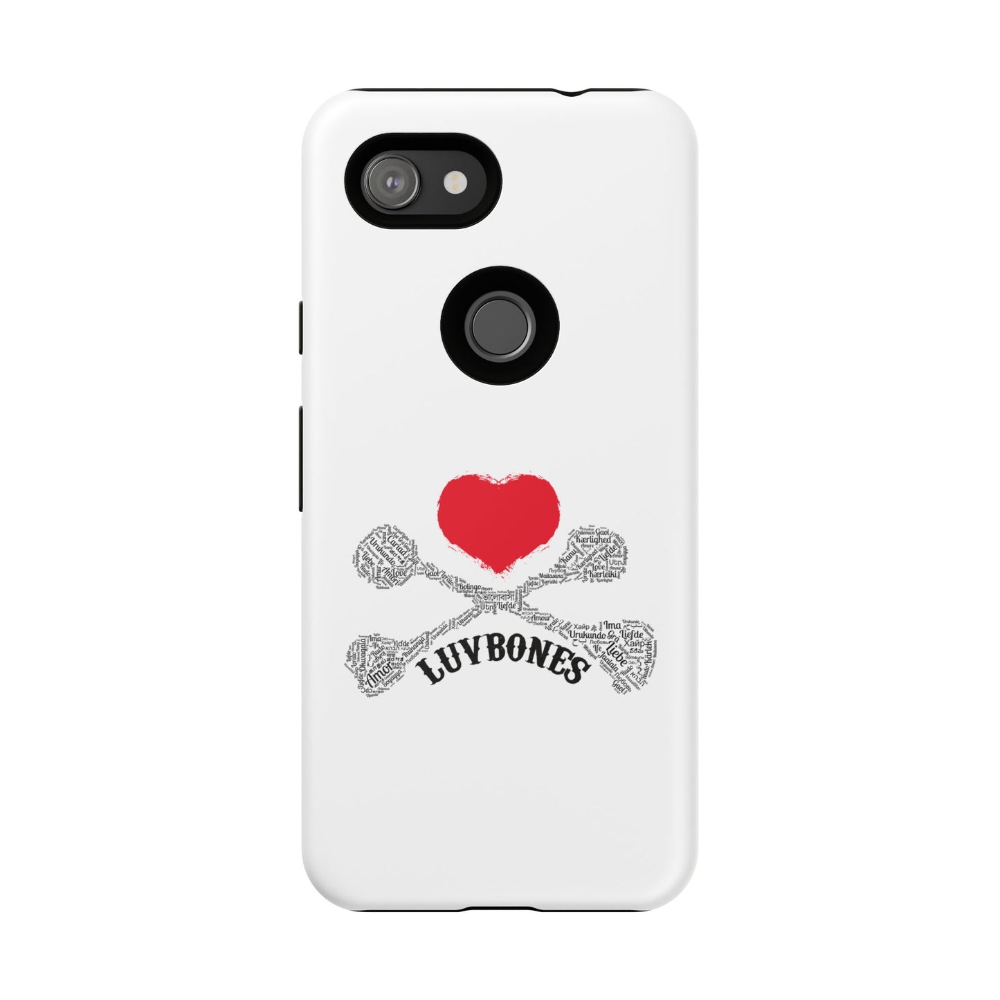 Luvbones - Hearts & Crossbones Phone Case, Tough Cases, Unique Smartphone Accessory, Gift for Him or Her