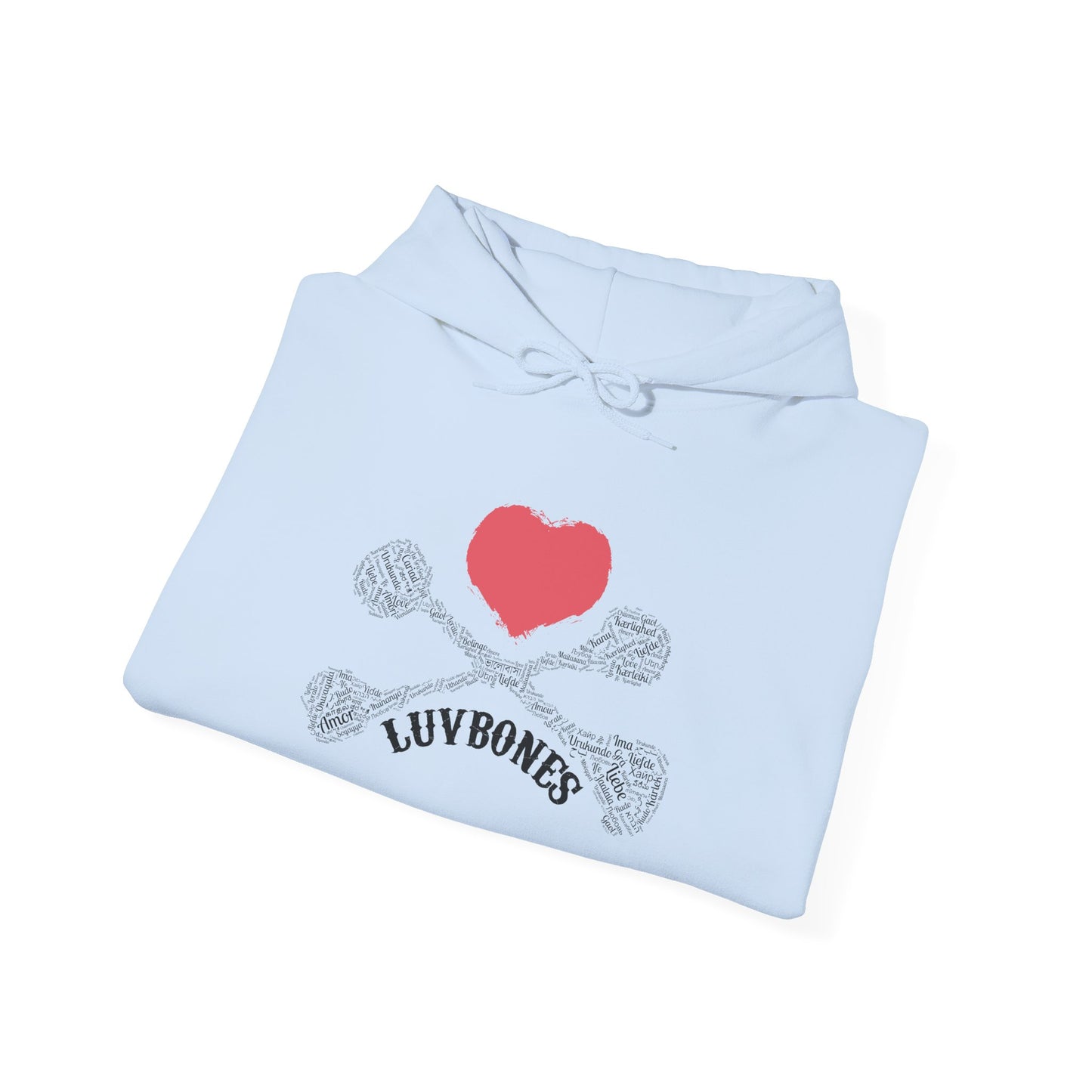 Luvbones - Hearts & Crossbones Unisex Hoodie, Graphic Sweatshirt for Couples, Valentine's Day Gift, Streetwear Fashion, Cozy Layering