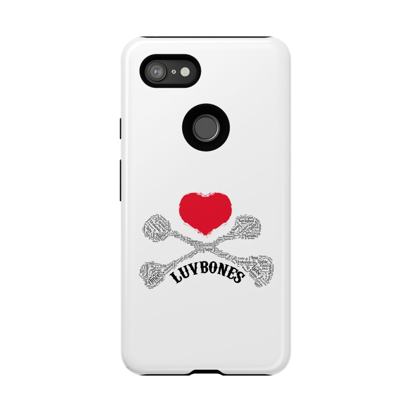 Luvbones - Hearts & Crossbones Phone Case, Tough Cases, Unique Smartphone Accessory, Gift for Him or Her