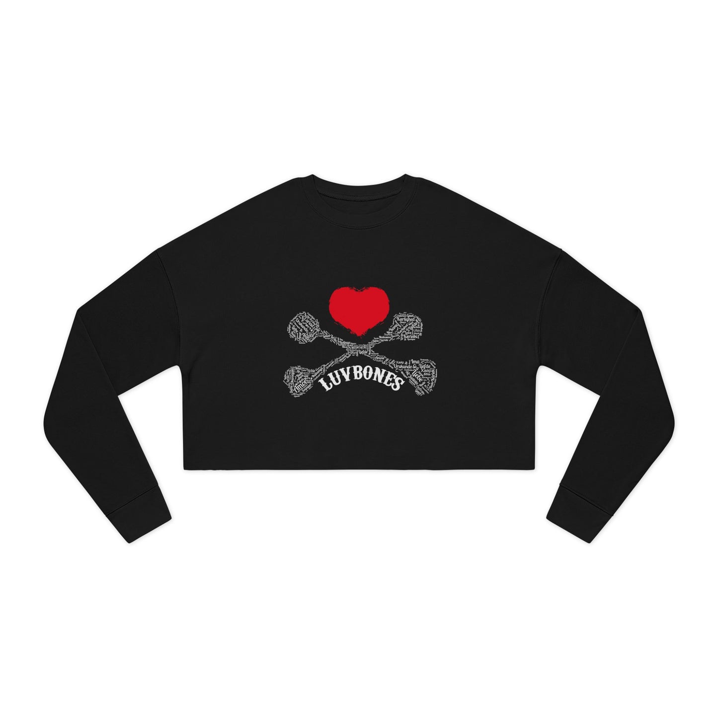Luvbones - Hearts & Crossbones Cropped Sweatshirt Casual, Streetwear, Gift for Her, Trendy Apparel