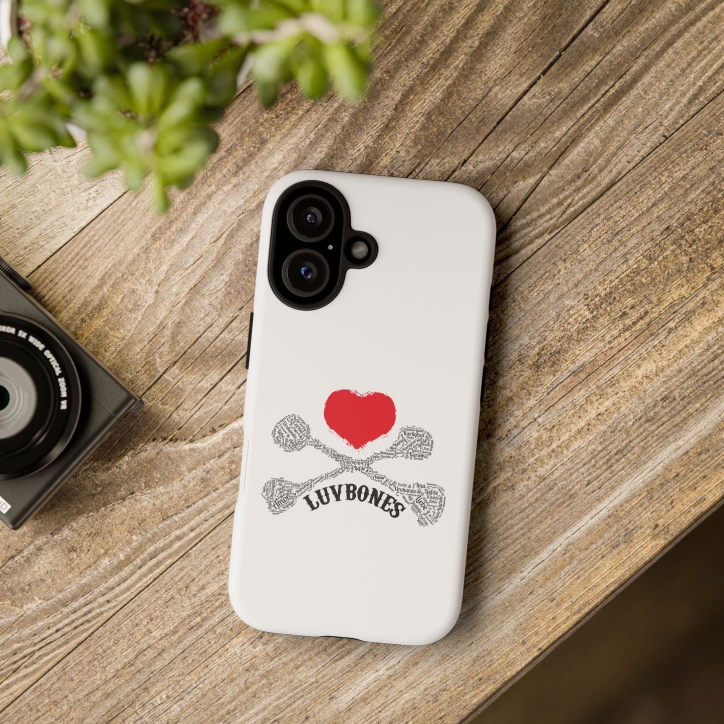 Luvbones - Hearts & Crossbones Phone Case, Tough Cases, Unique Smartphone Accessory, Gift for Him or Her