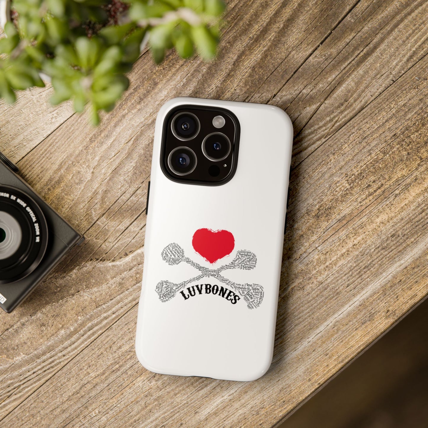 Luvbones - Hearts & Crossbones Phone Case, Tough Cases, Unique Smartphone Accessory, Gift for Him or Her