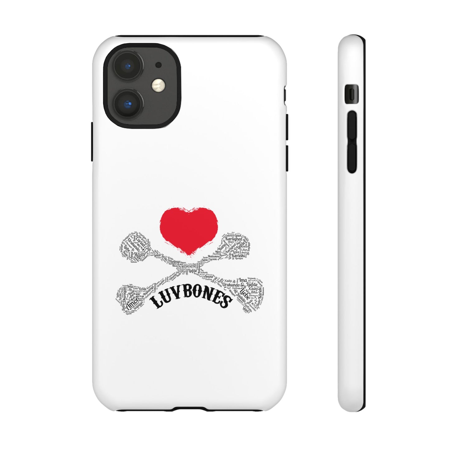 Luvbones - Hearts & Crossbones Phone Case, Tough Cases, Unique Smartphone Accessory, Gift for Him or Her