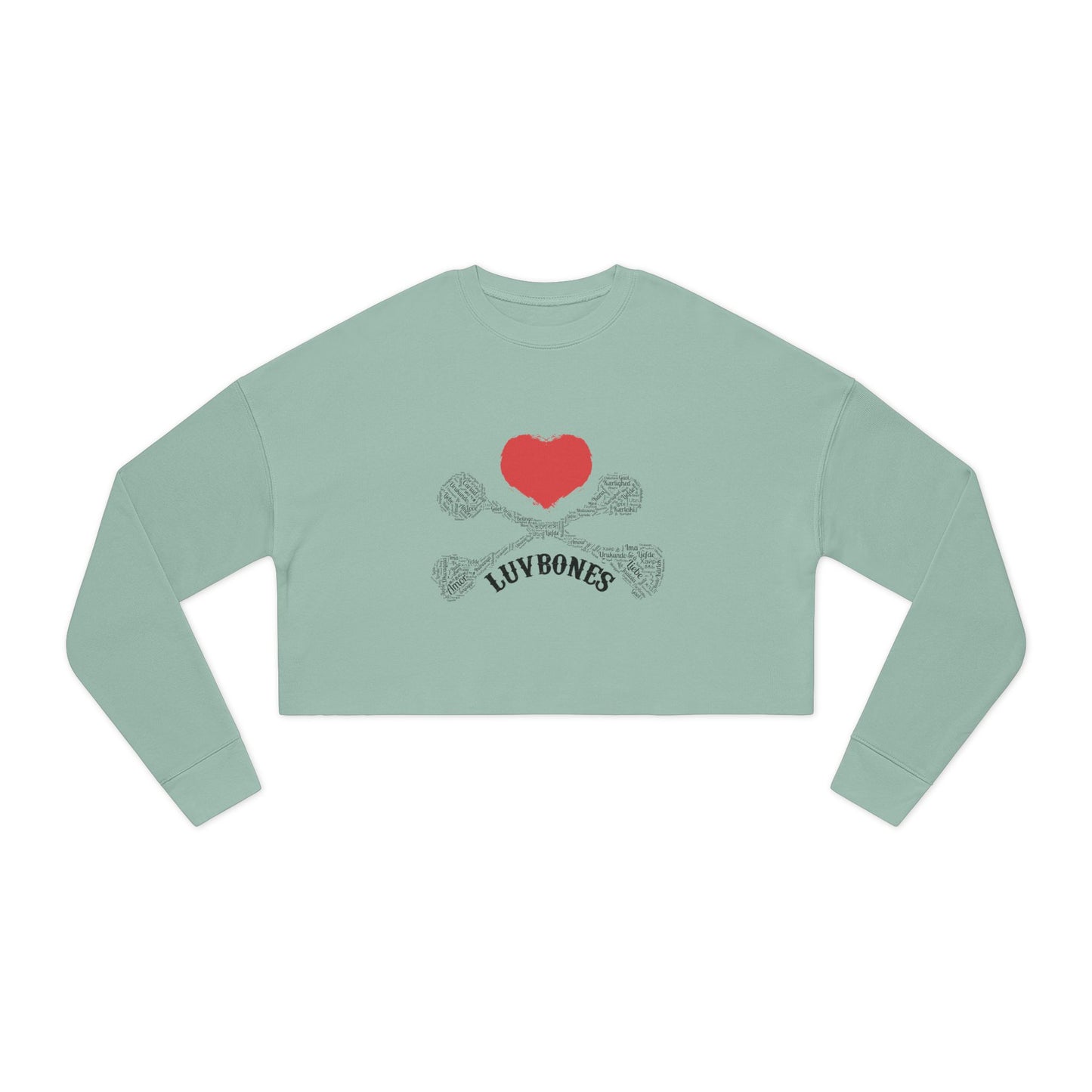 Luvbones - Hearts & Crossbones Cropped Sweatshirt Casual, Streetwear, Gift for Her, Trendy Apparel