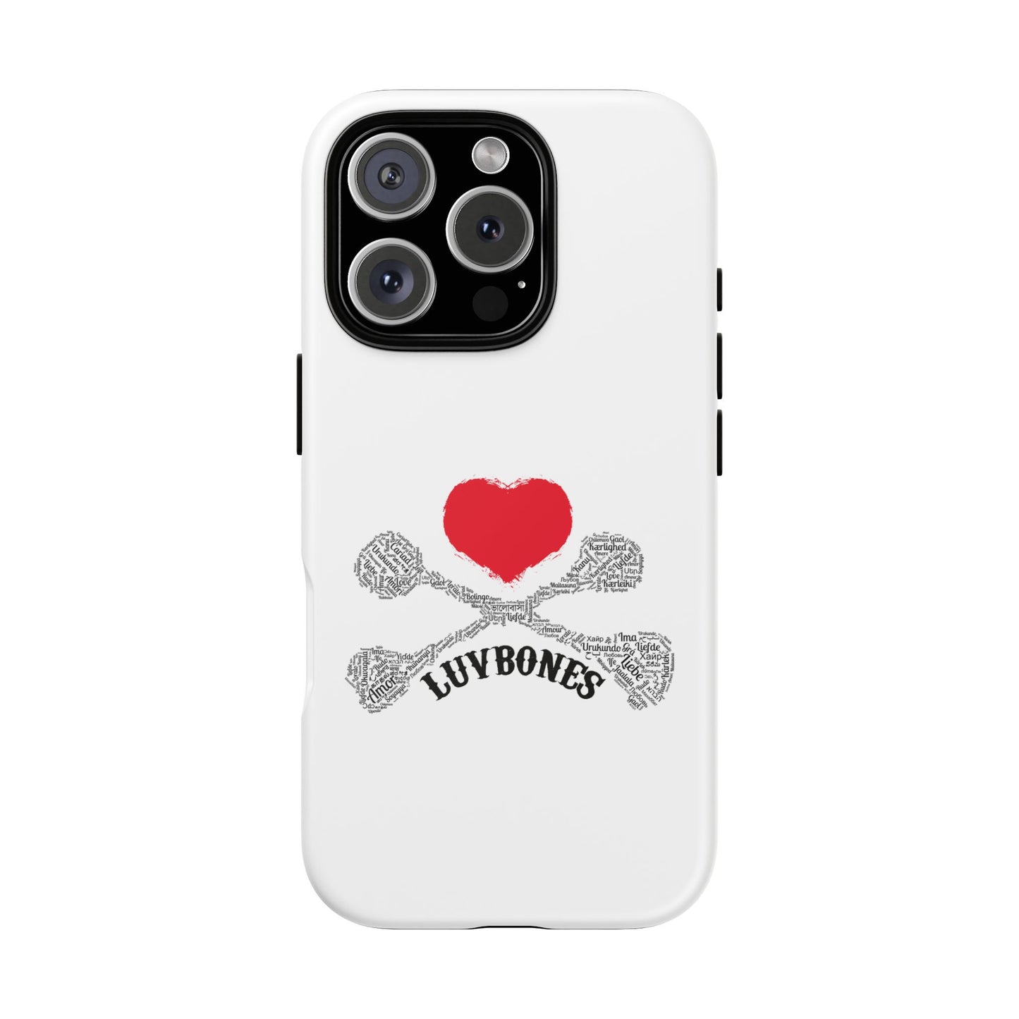 Luvbones - Hearts & Crossbones Phone Case, Tough Cases, Unique Smartphone Accessory, Gift for Him or Her