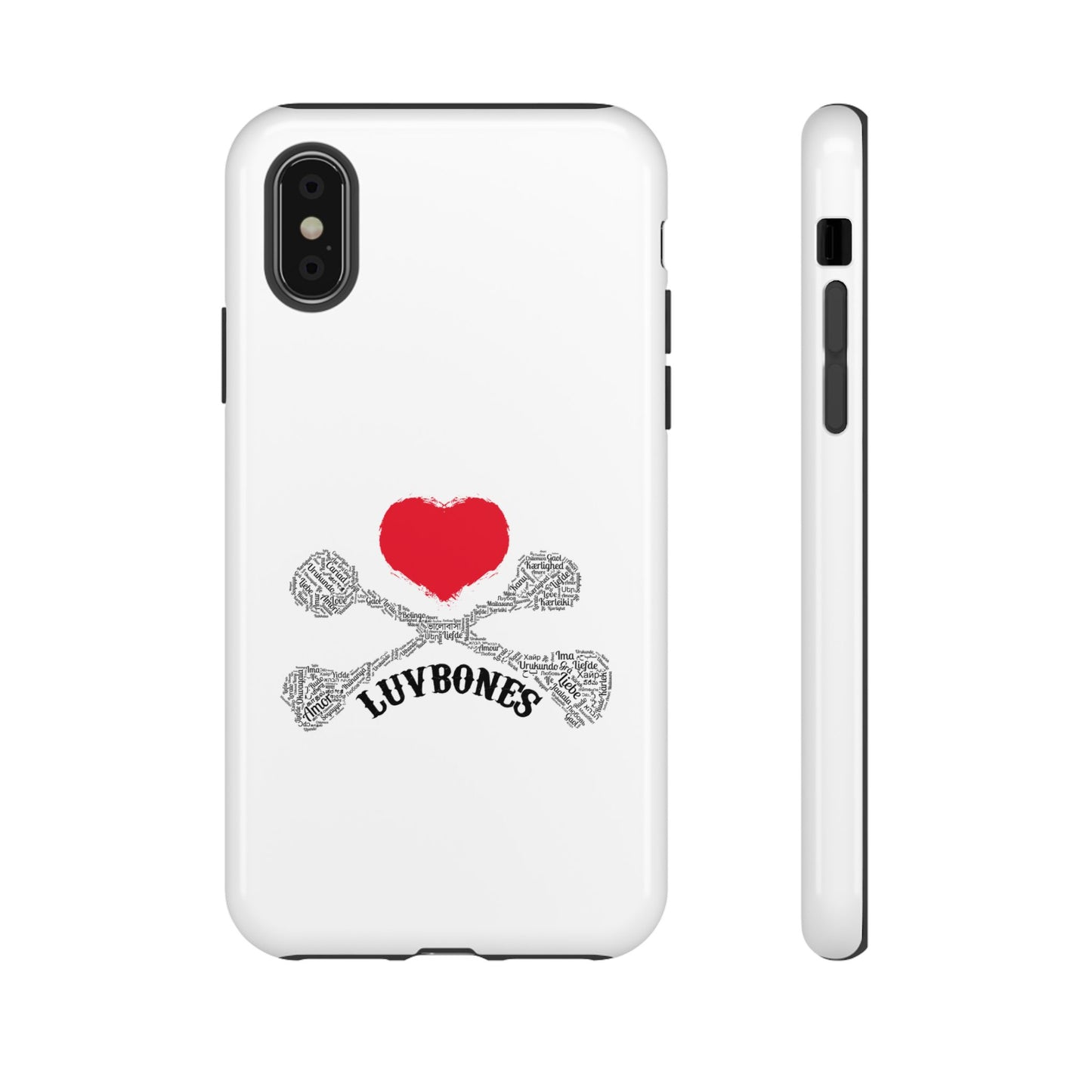 Luvbones - Hearts & Crossbones Phone Case, Tough Cases, Unique Smartphone Accessory, Gift for Him or Her