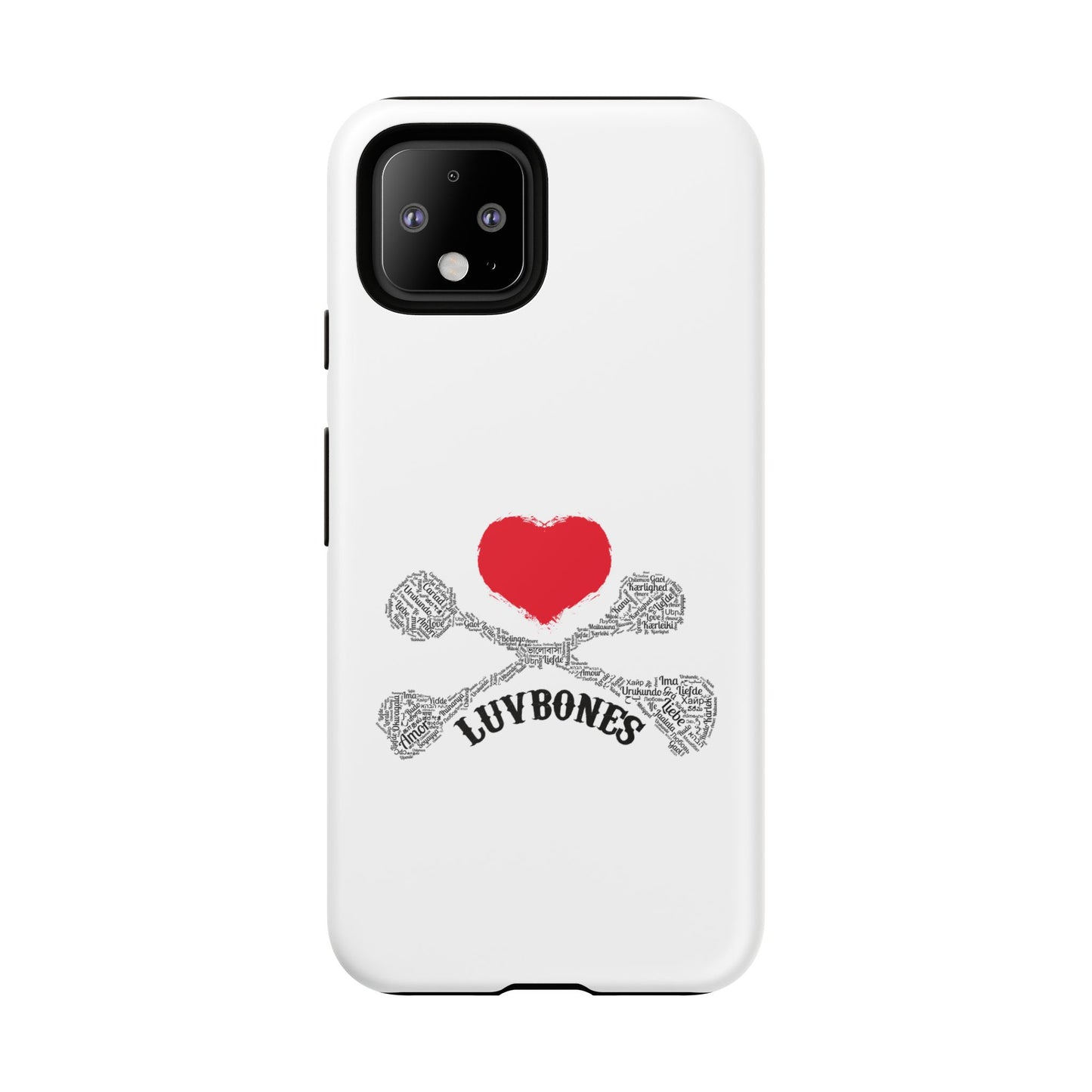 Luvbones - Hearts & Crossbones Phone Case, Tough Cases, Unique Smartphone Accessory, Gift for Him or Her
