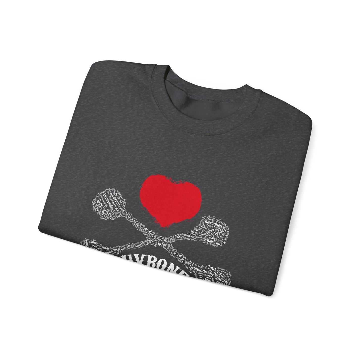 Luvbones - Hearts & Crossbones Sweatshirt, Cozy Unisex Crewneck, Valentine Gift, Edgy Sweatshirt for Him/Her, Casual Wear, Trendy Outfit
