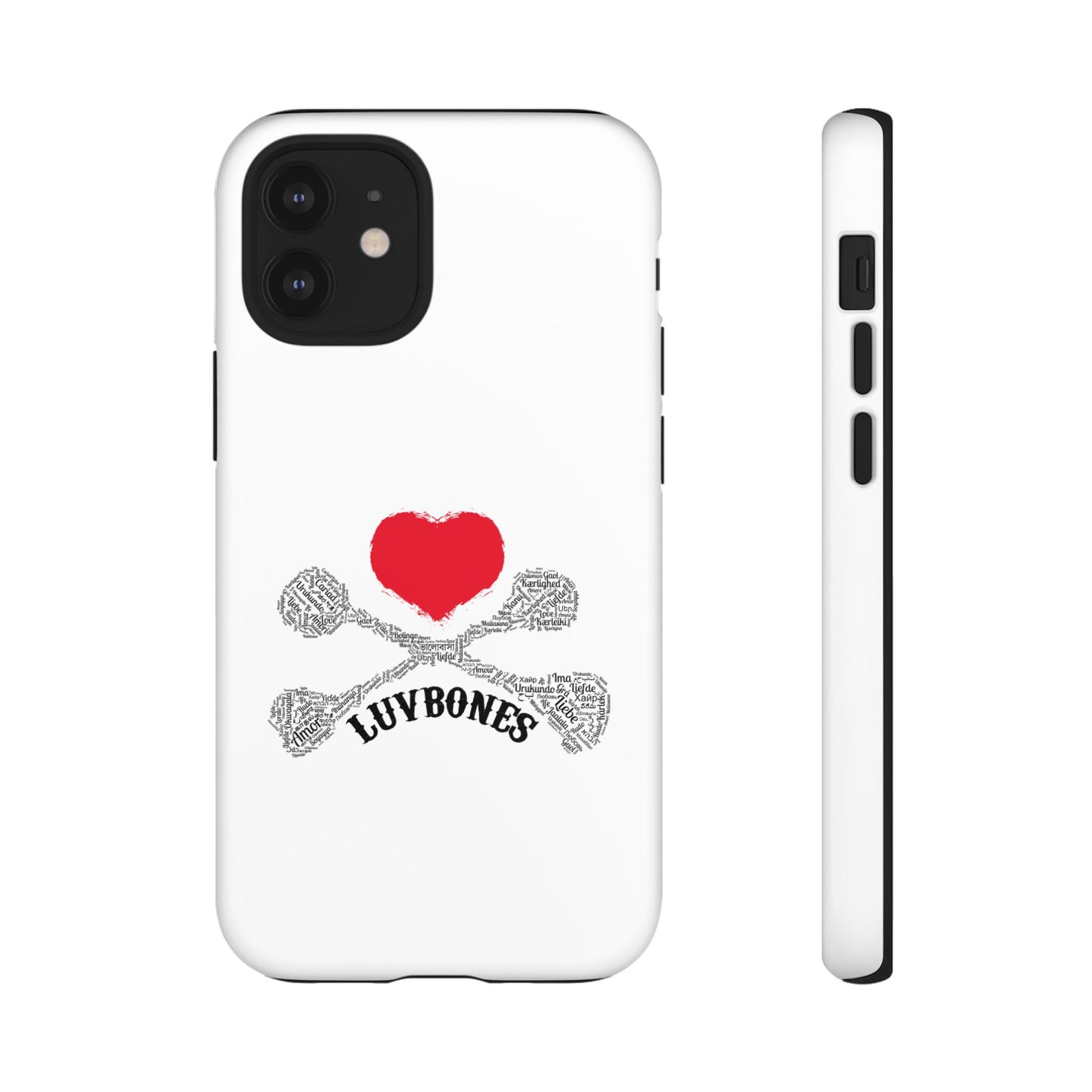 Luvbones - Hearts & Crossbones Phone Case, Tough Cases, Unique Smartphone Accessory, Gift for Him or Her