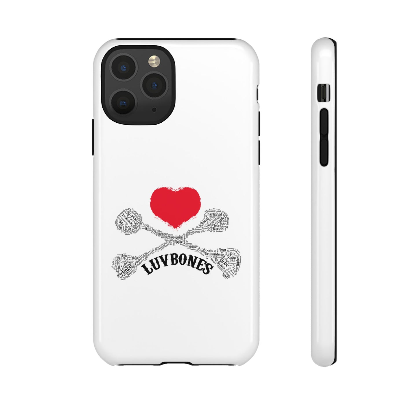 Luvbones - Hearts & Crossbones Phone Case, Tough Cases, Unique Smartphone Accessory, Gift for Him or Her