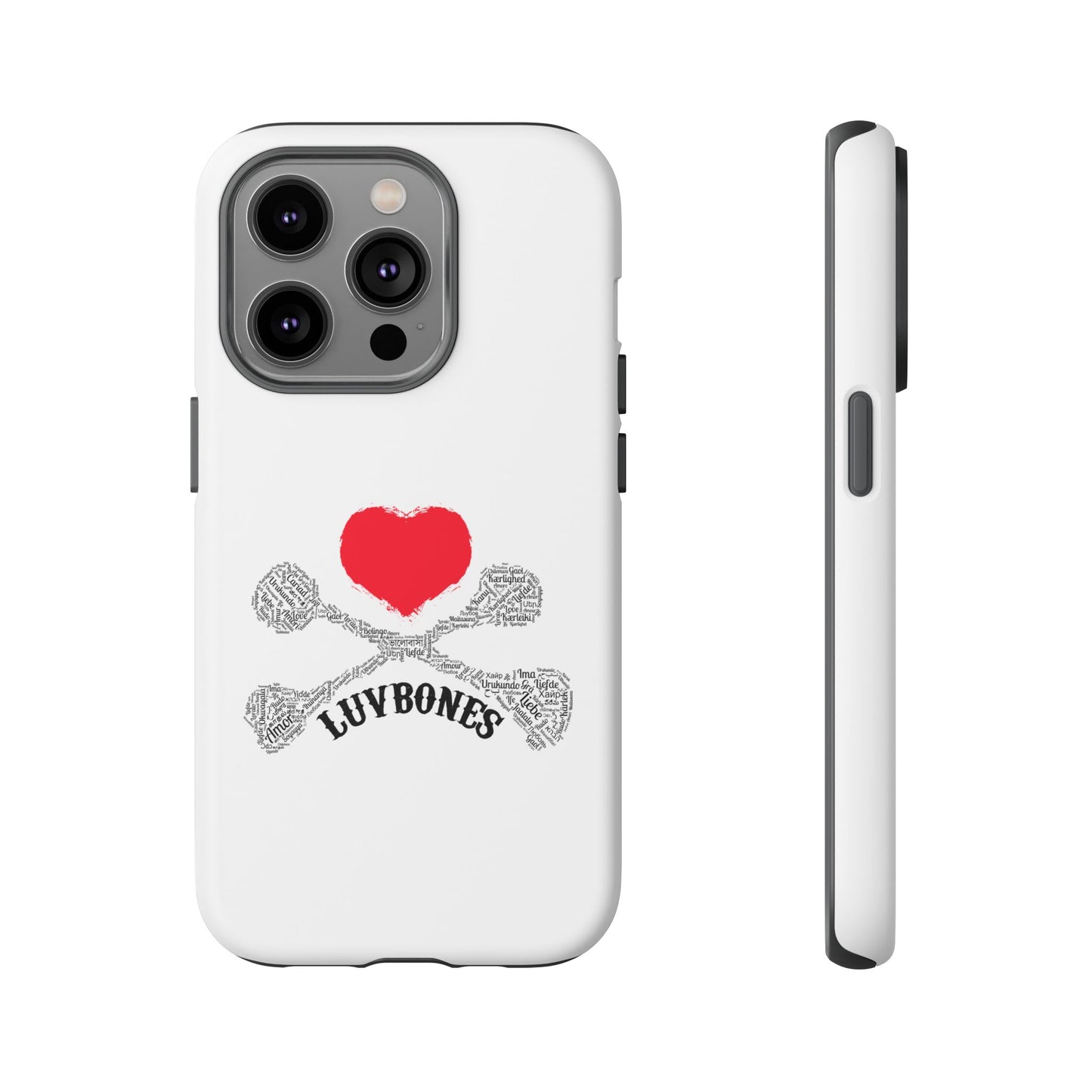 Luvbones - Hearts & Crossbones Phone Case, Tough Cases, Unique Smartphone Accessory, Gift for Him or Her