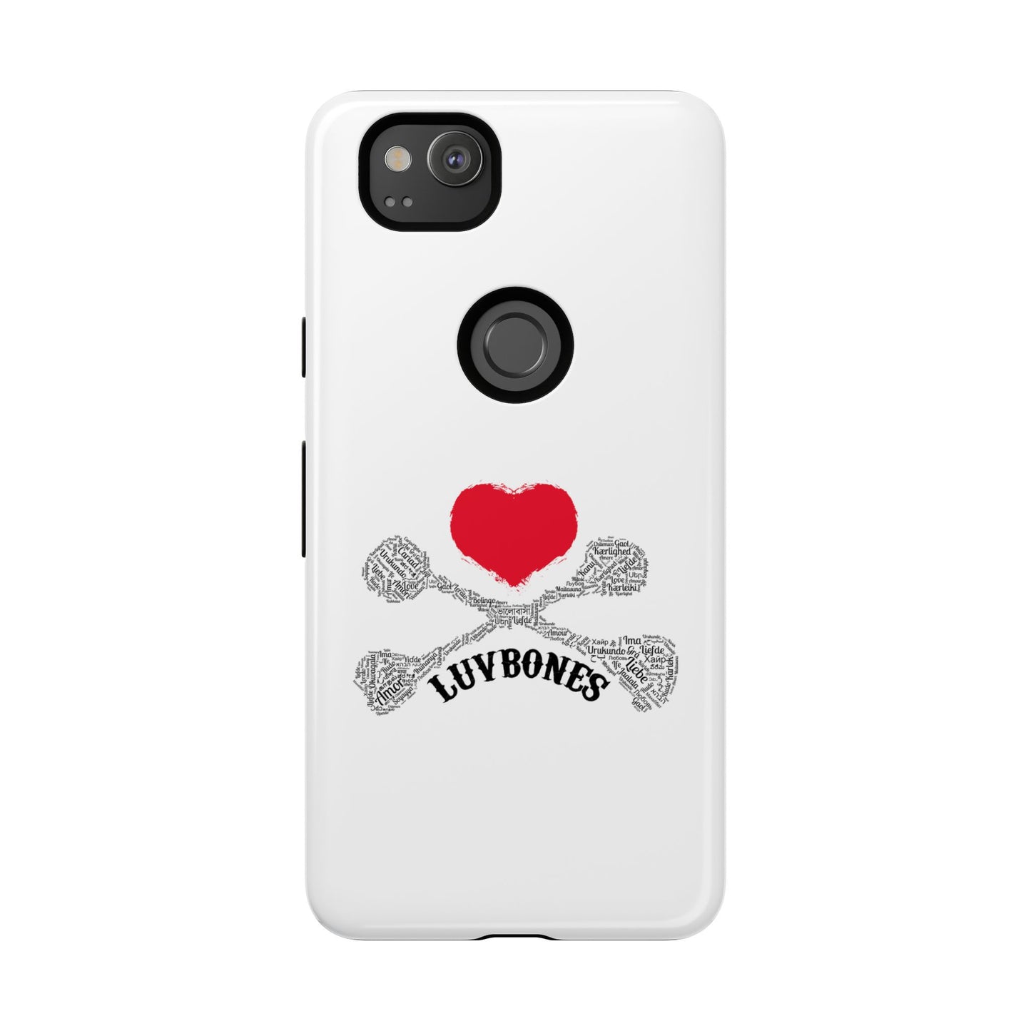 Luvbones - Hearts & Crossbones Phone Case, Tough Cases, Unique Smartphone Accessory, Gift for Him or Her