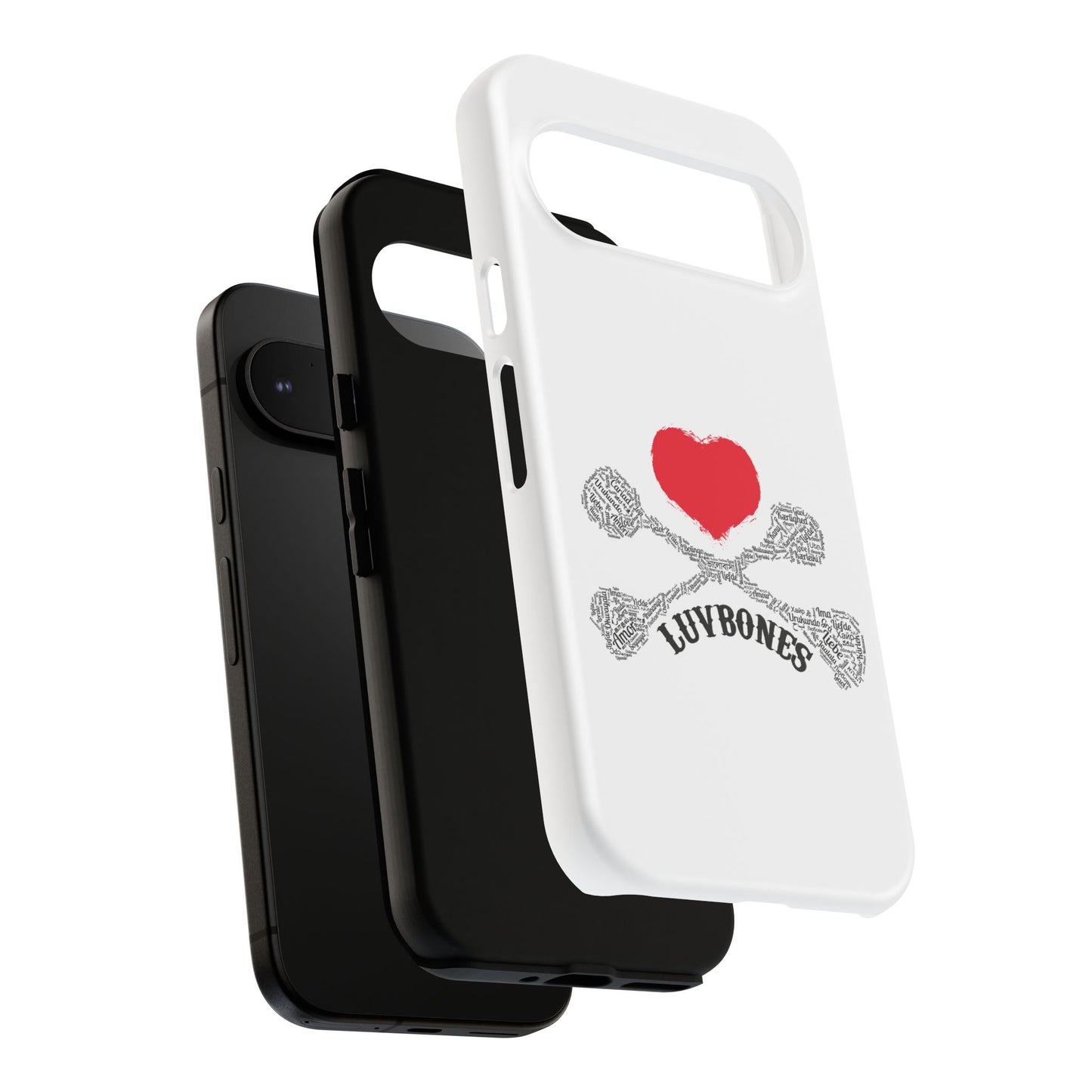 Luvbones - Hearts & Crossbones Phone Case, Tough Cases, Unique Smartphone Accessory, Gift for Him or Her