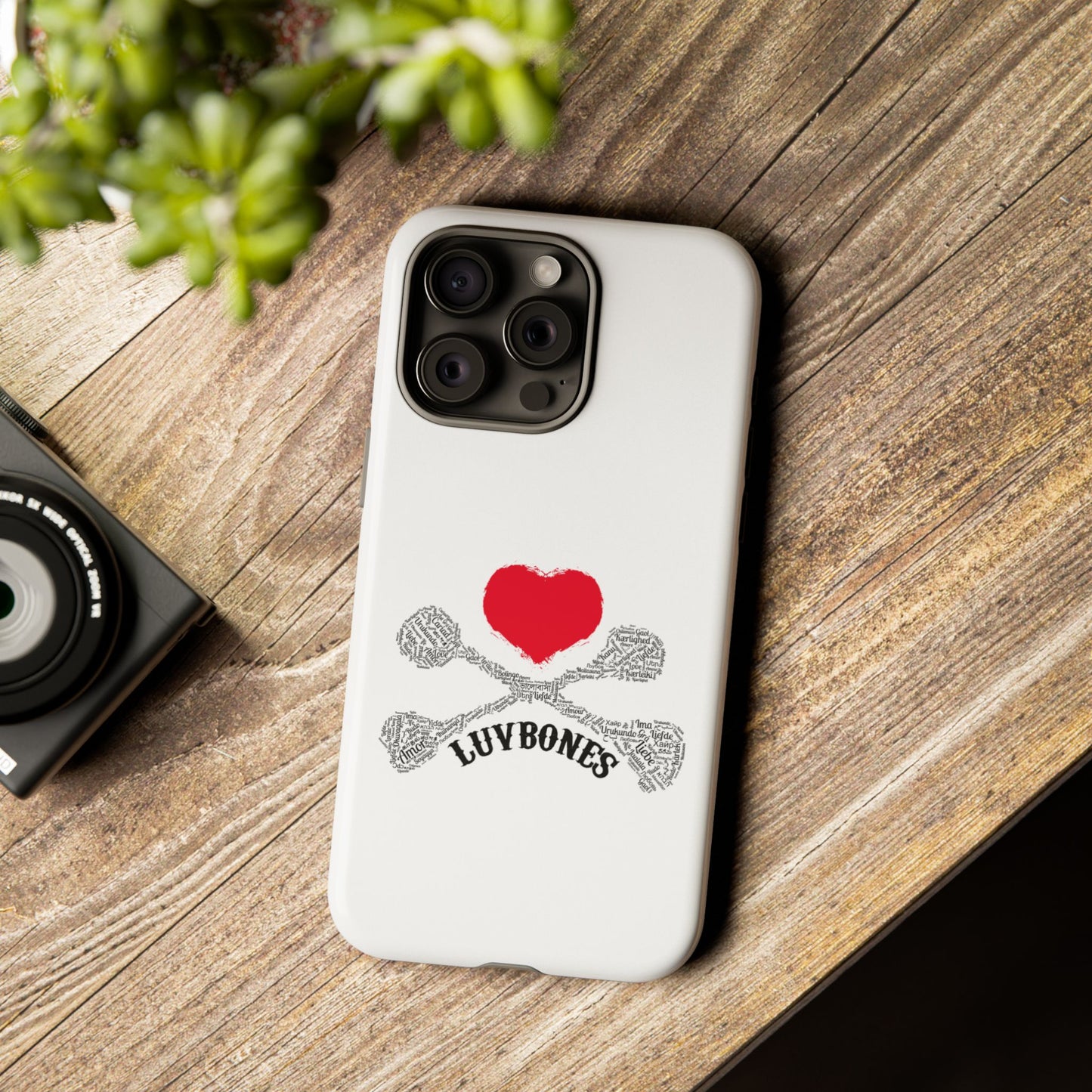 Luvbones - Hearts & Crossbones Phone Case, Tough Cases, Unique Smartphone Accessory, Gift for Him or Her