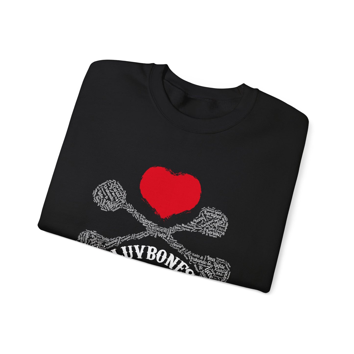Luvbones - Hearts & Crossbones Sweatshirt, Cozy Unisex Crewneck, Valentine Gift, Edgy Sweatshirt for Him/Her, Casual Wear, Trendy Outfit