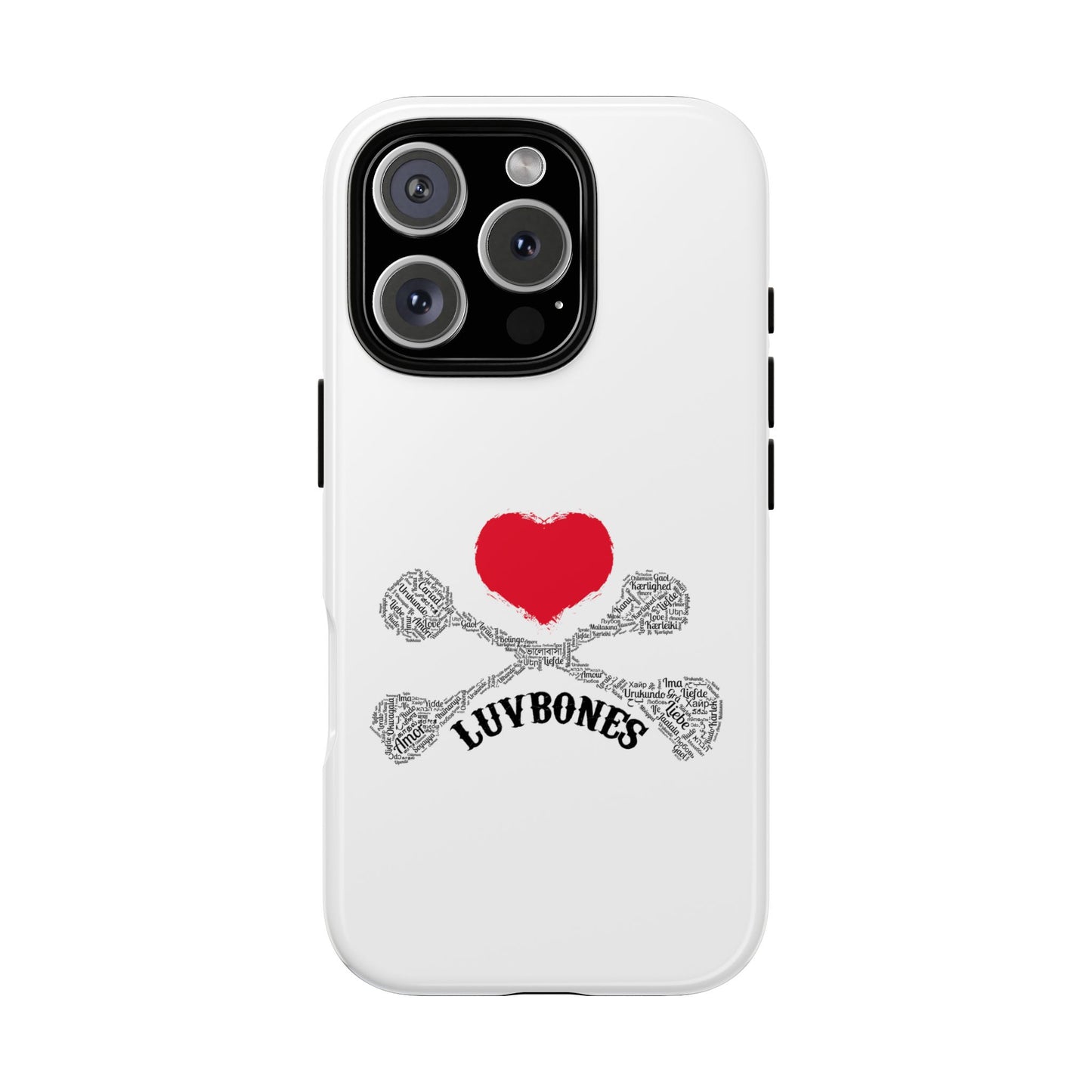 Luvbones - Hearts & Crossbones Phone Case, Tough Cases, Unique Smartphone Accessory, Gift for Him or Her