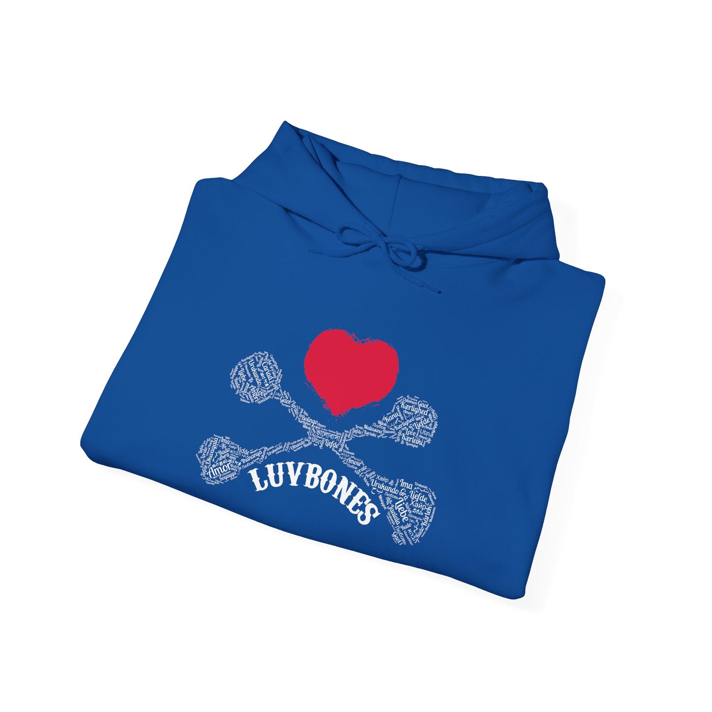 Luvbones - Hearts & Crossbones Unisex Hoodie, Graphic Sweatshirt for Couples, Valentine's Day Gift, Streetwear Fashion, Cozy Layering
