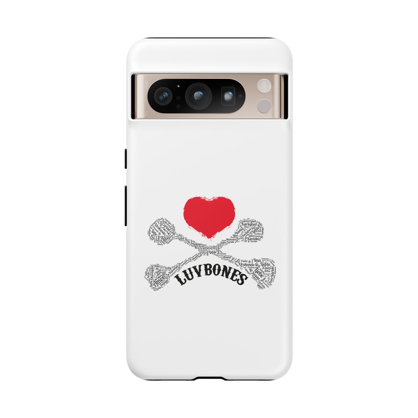 Luvbones - Hearts & Crossbones Phone Case, Tough Cases, Unique Smartphone Accessory, Gift for Him or Her