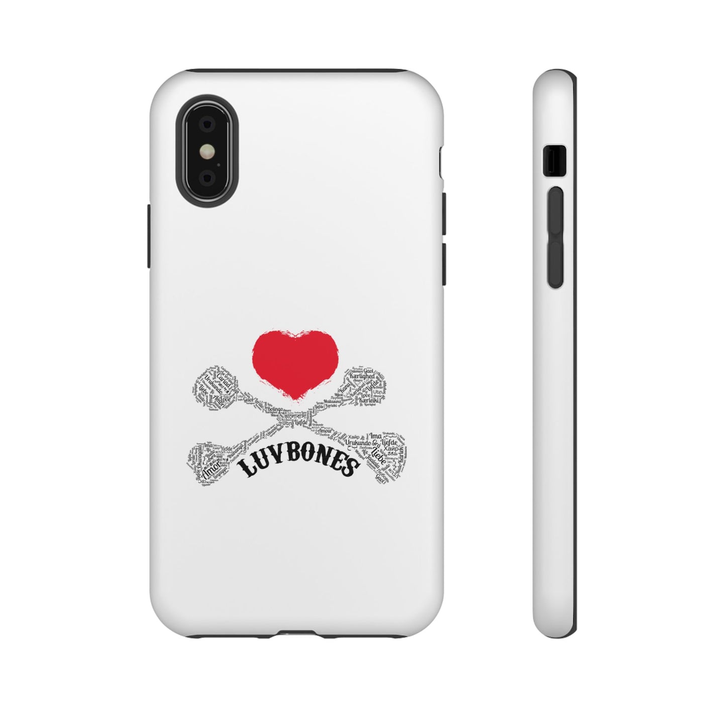 Luvbones - Hearts & Crossbones Phone Case, Tough Cases, Unique Smartphone Accessory, Gift for Him or Her