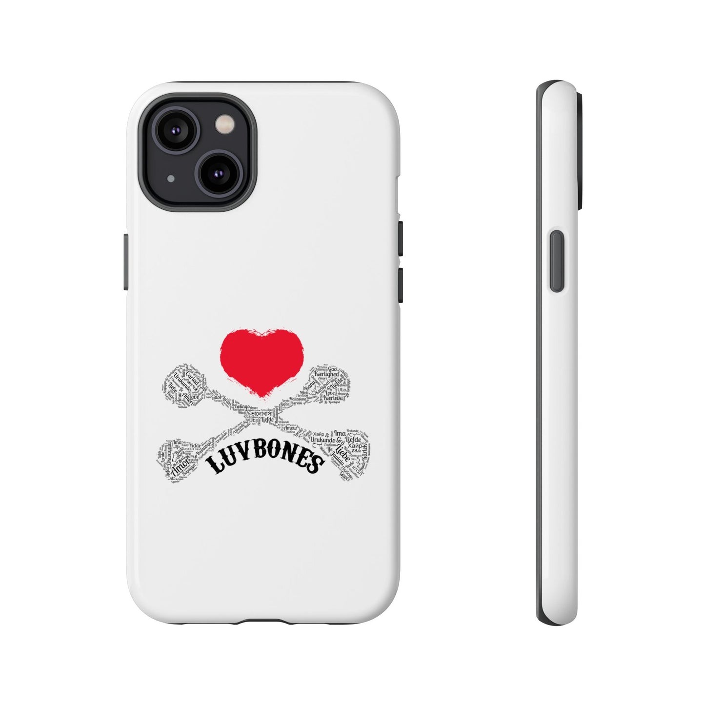 Luvbones - Hearts & Crossbones Phone Case, Tough Cases, Unique Smartphone Accessory, Gift for Him or Her