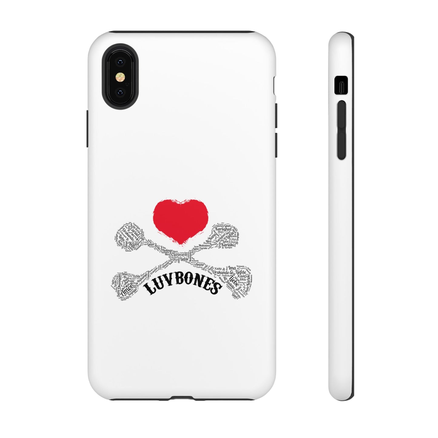 Luvbones - Hearts & Crossbones Phone Case, Tough Cases, Unique Smartphone Accessory, Gift for Him or Her
