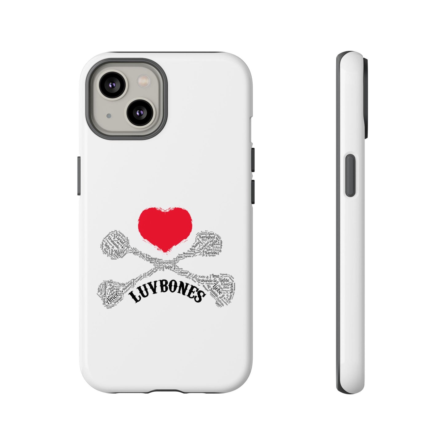Luvbones - Hearts & Crossbones Phone Case, Tough Cases, Unique Smartphone Accessory, Gift for Him or Her