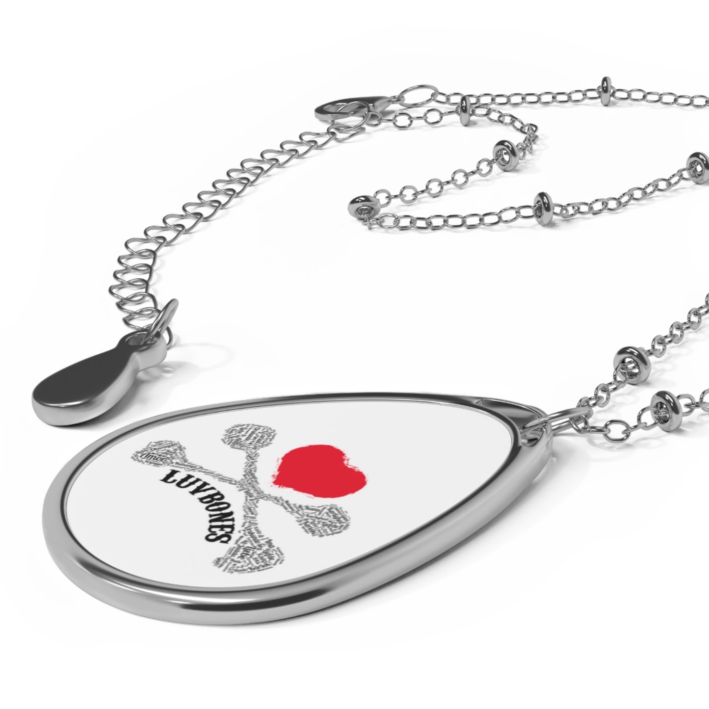 Luvbones - Hearts & Crossbones Necklace - Stylish Oval Pendant for Trendy Souls, Perfect Gift for Birthdays, Anniversaries