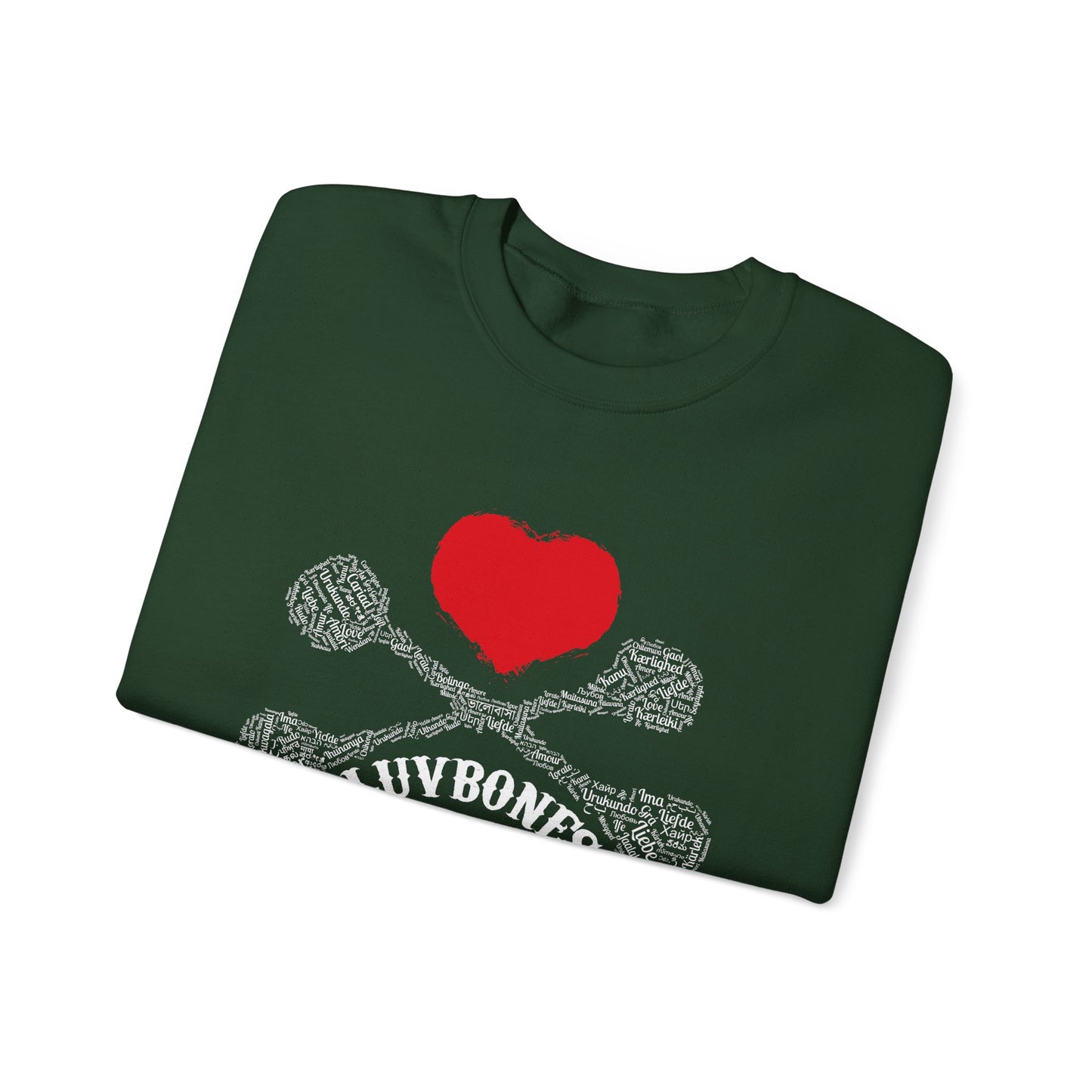 Luvbones - Hearts & Crossbones Sweatshirt, Cozy Unisex Crewneck, Valentine Gift, Edgy Sweatshirt for Him/Her, Casual Wear, Trendy Outfit