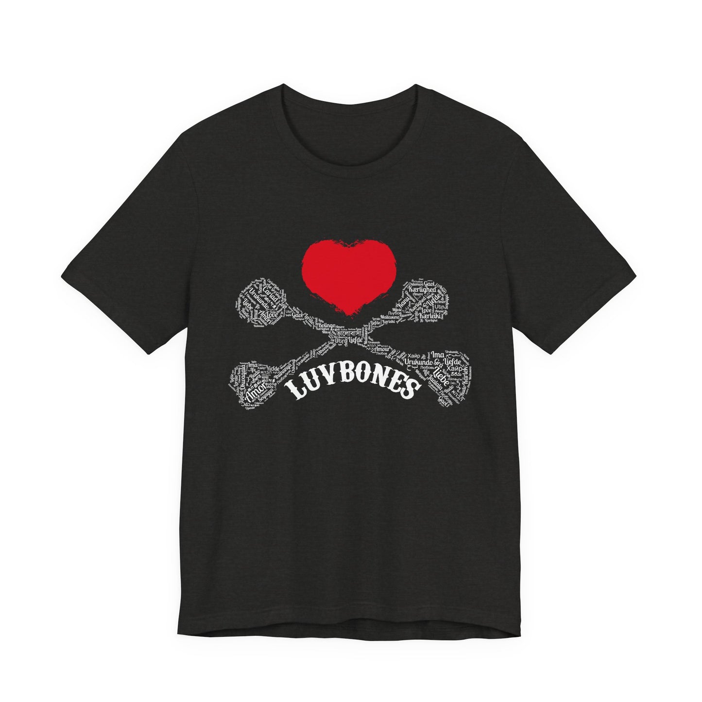 Luvbones - Hearts & Crossbones Unisex Tee, Graphic T-Shirt, Casual Wear, Music Lover Gift, Valentine's Day Shirt, Rock & Roll Style