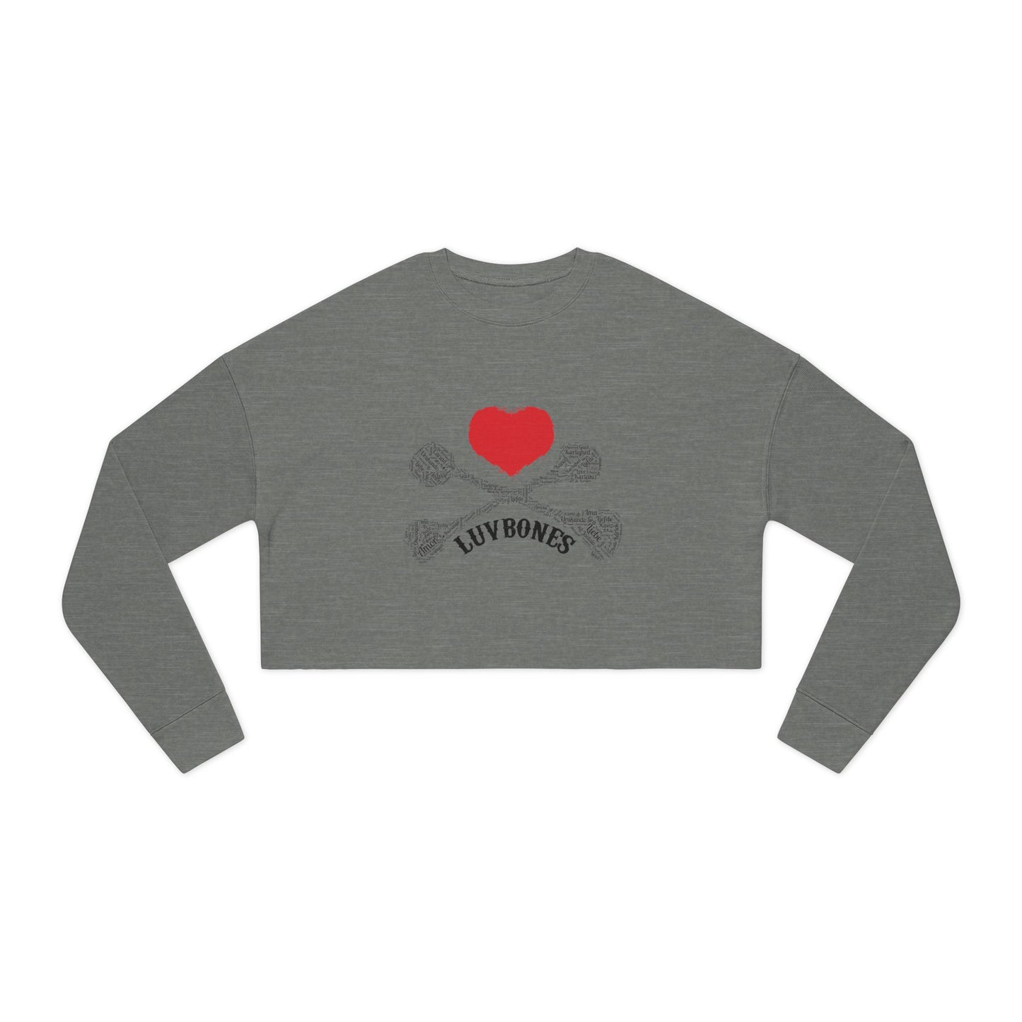 Luvbones - Hearts & Crossbones Cropped Sweatshirt Casual, Streetwear, Gift for Her, Trendy Apparel
