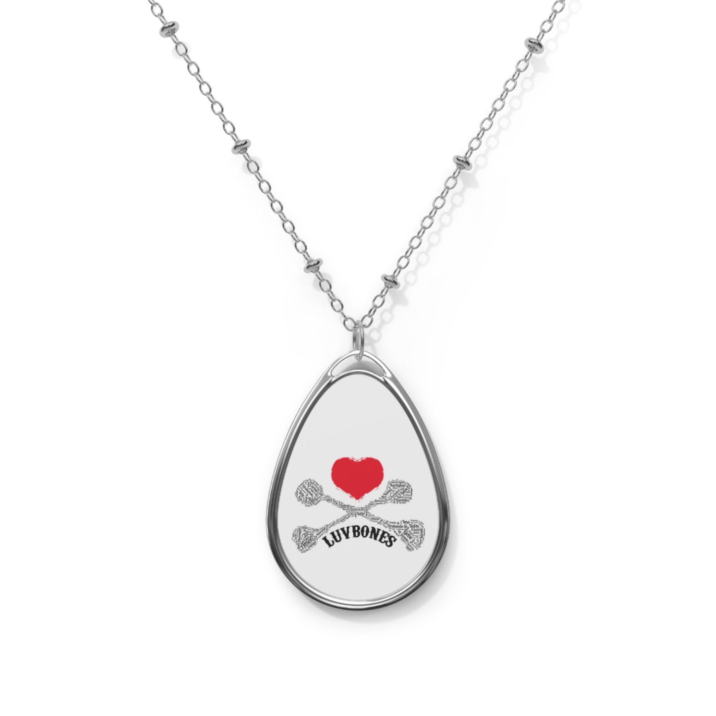 Luvbones - Hearts & Crossbones Necklace - Stylish Oval Pendant for Trendy Souls, Perfect Gift for Birthdays, Anniversaries