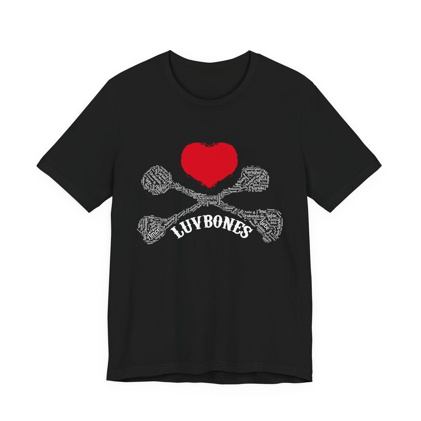 Luvbones - Hearts & Crossbones Unisex Tee, Graphic T-Shirt, Casual Wear, Music Lover Gift, Valentine's Day Shirt, Rock & Roll Style