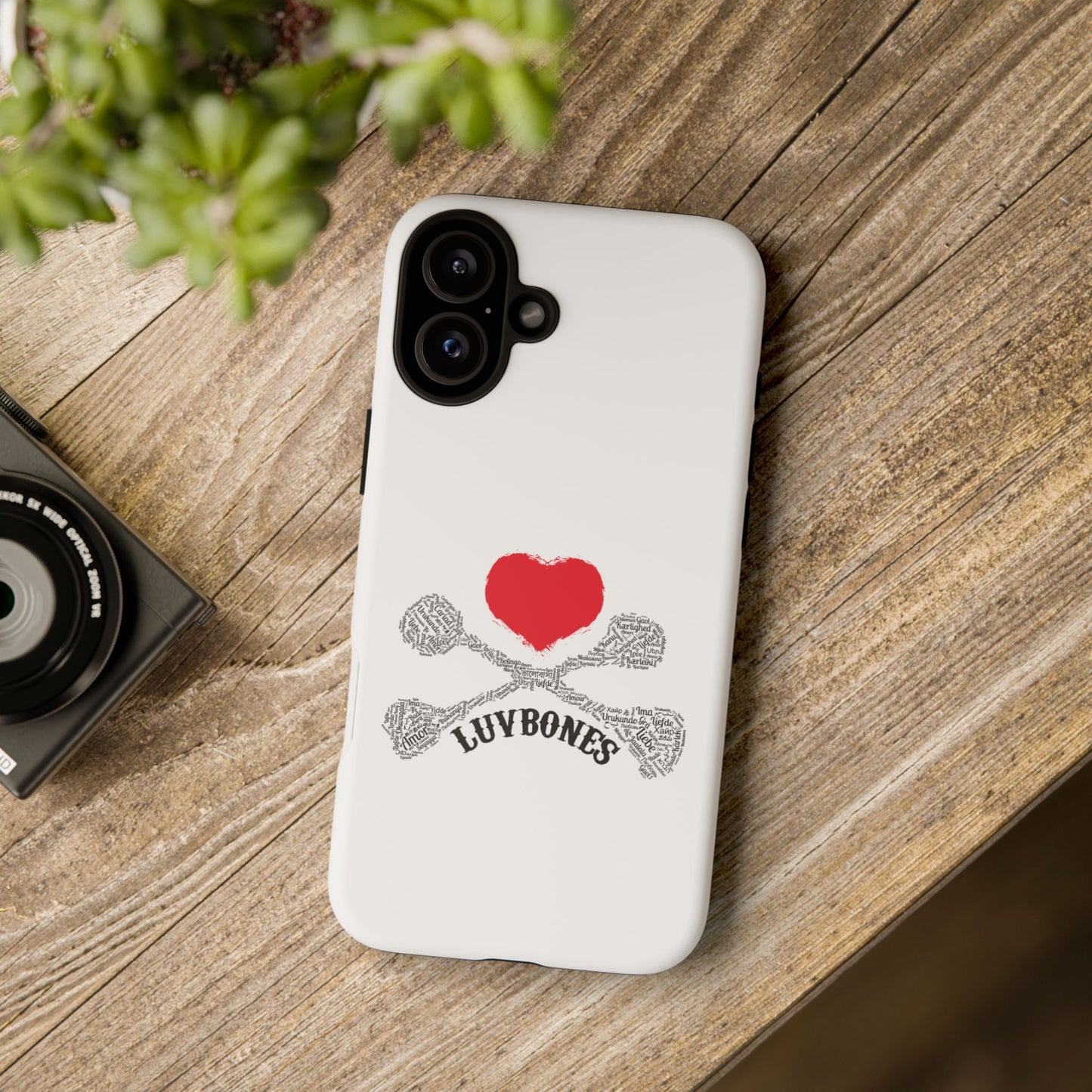 Luvbones - Hearts & Crossbones Phone Case, Tough Cases, Unique Smartphone Accessory, Gift for Him or Her