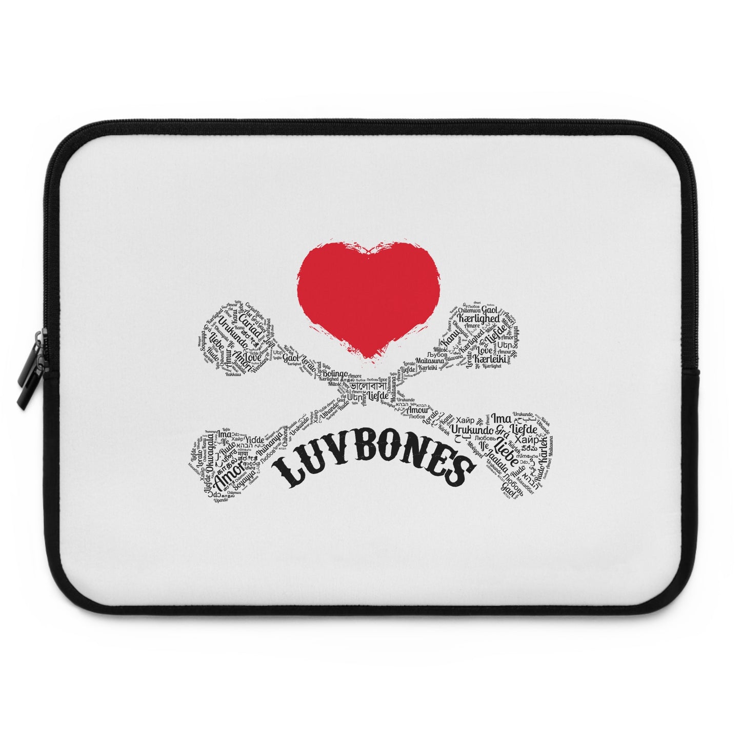 Luvbones - Hearts & Crossbones Stylish Laptop Sleeve, Perfect for Tech Lovers, Gifts for Graduations, Back to School, or Everyday Use
