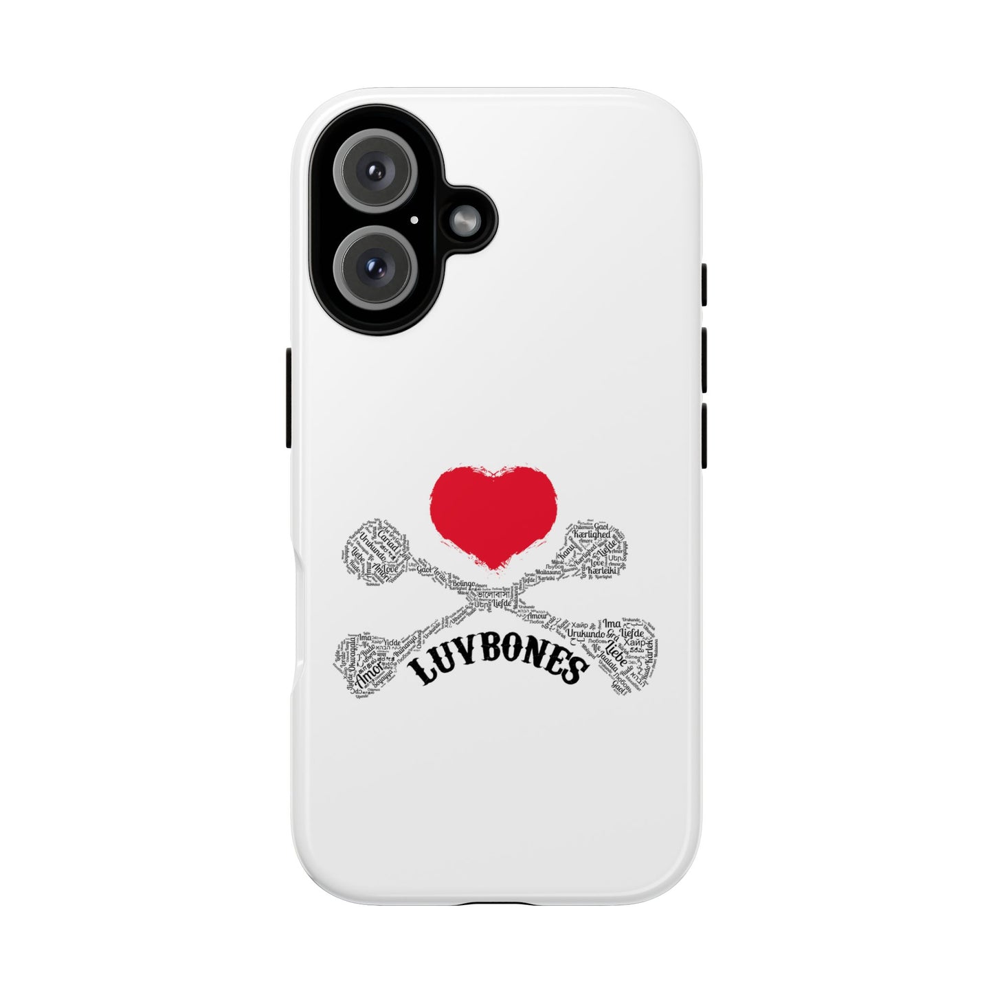 Luvbones - Hearts & Crossbones Phone Case, Tough Cases, Unique Smartphone Accessory, Gift for Him or Her