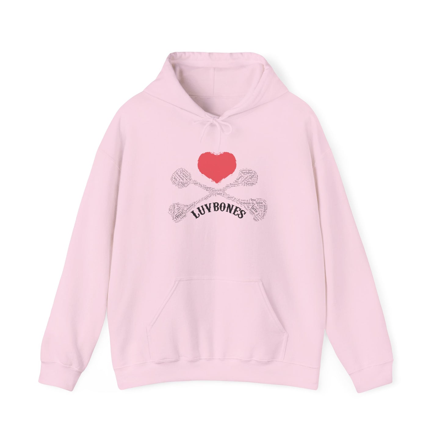 Luvbones - Hearts & Crossbones Unisex Hoodie, Graphic Sweatshirt for Couples, Valentine's Day Gift, Streetwear Fashion, Cozy Layering