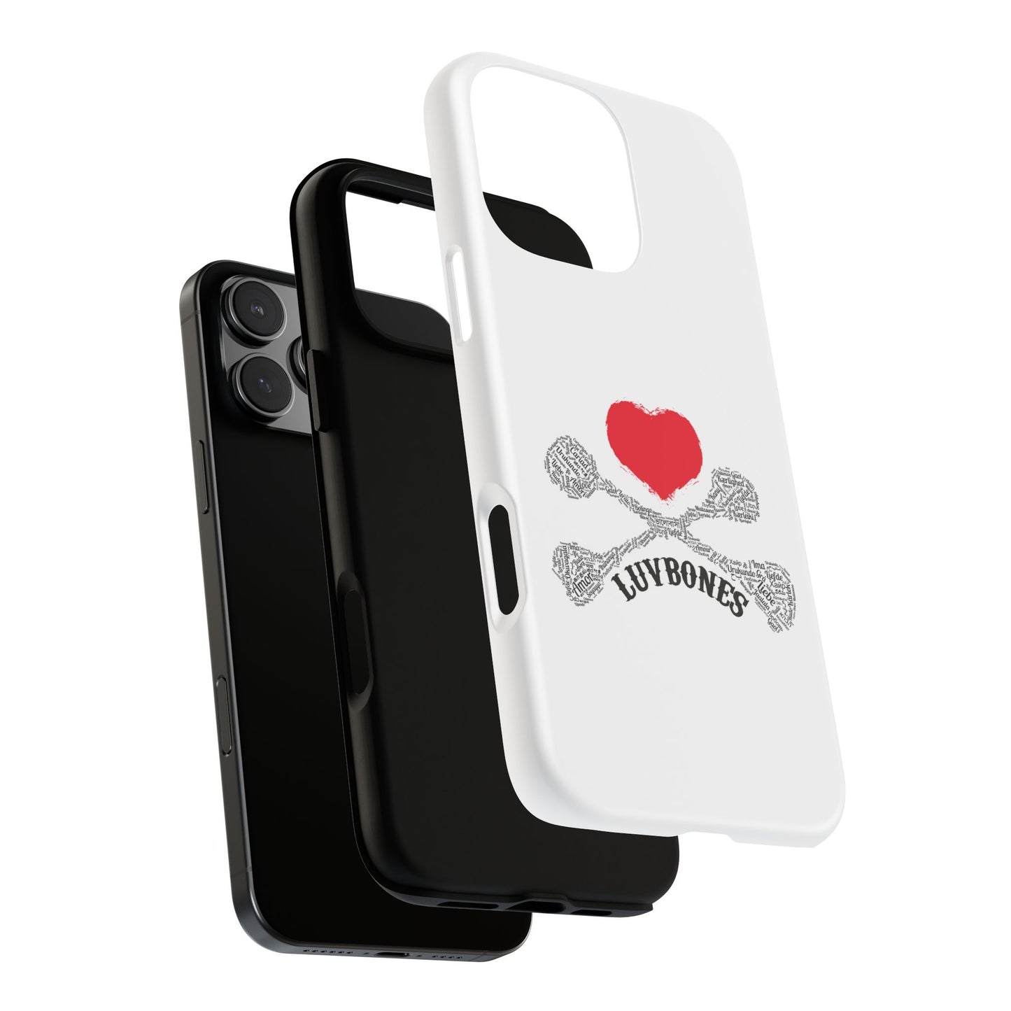 Luvbones - Hearts & Crossbones Phone Case, Tough Cases, Unique Smartphone Accessory, Gift for Him or Her