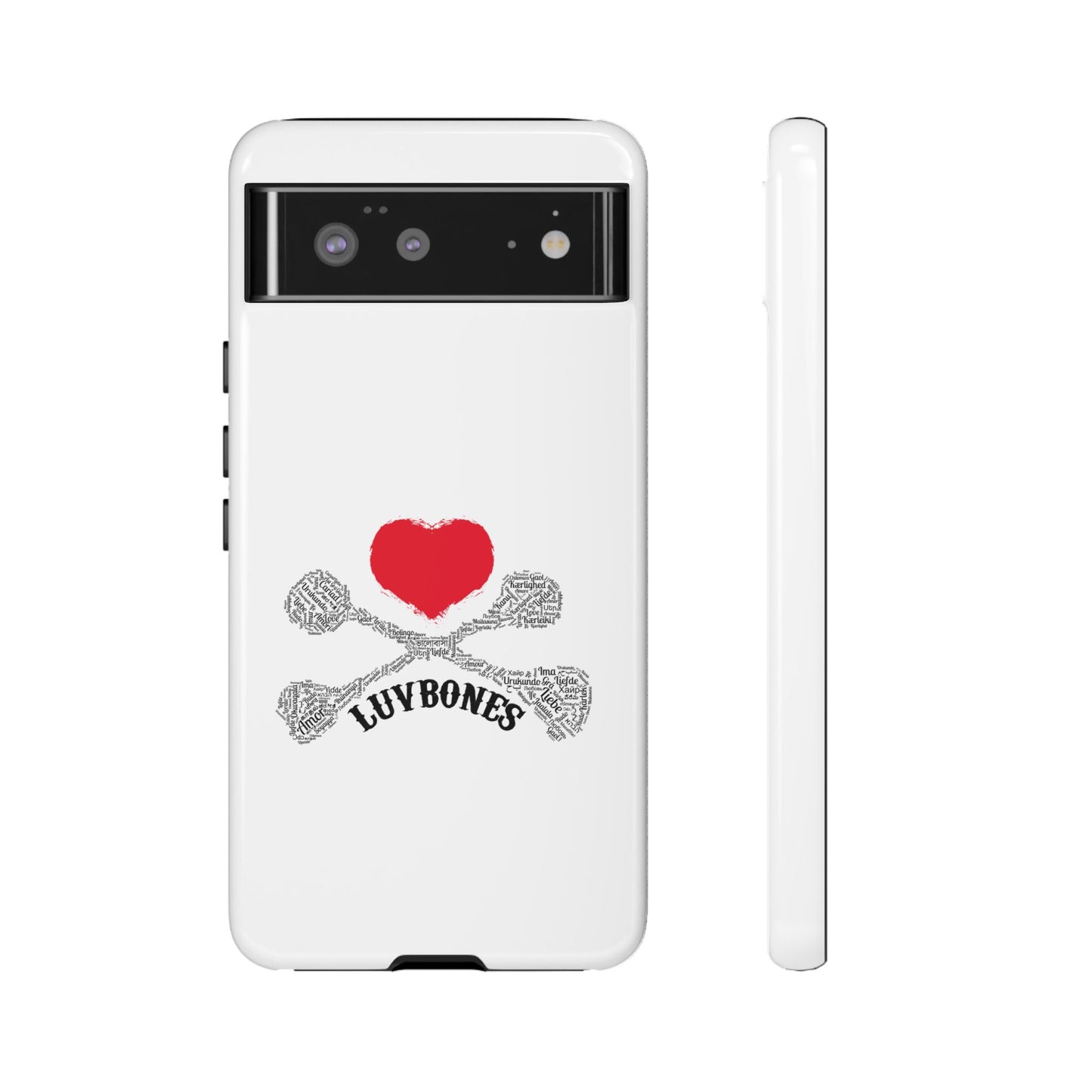 Luvbones - Hearts & Crossbones Phone Case, Tough Cases, Unique Smartphone Accessory, Gift for Him or Her