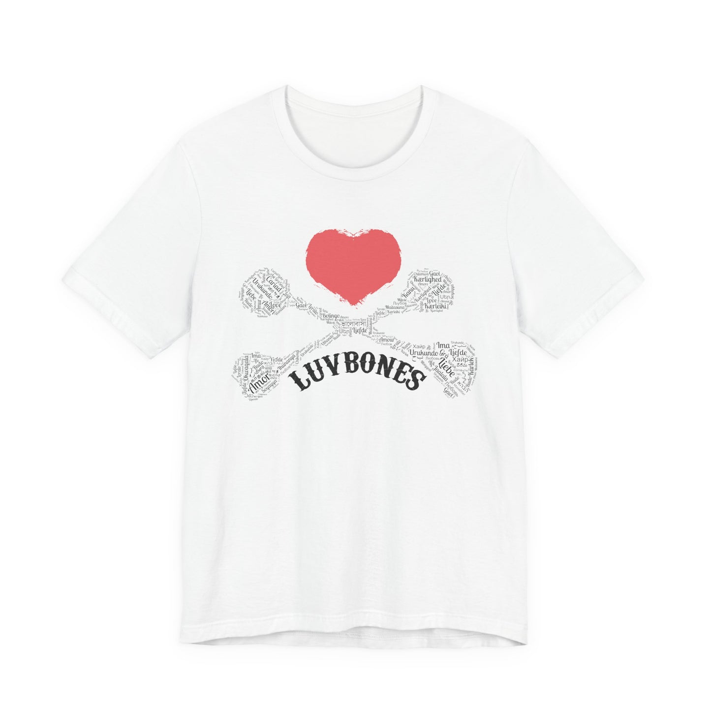 Luvbones - Hearts & Crossbones Unisex Tee, Graphic T-Shirt, Casual Wear, Music Lover Gift, Valentine's Day Shirt, Rock & Roll Style