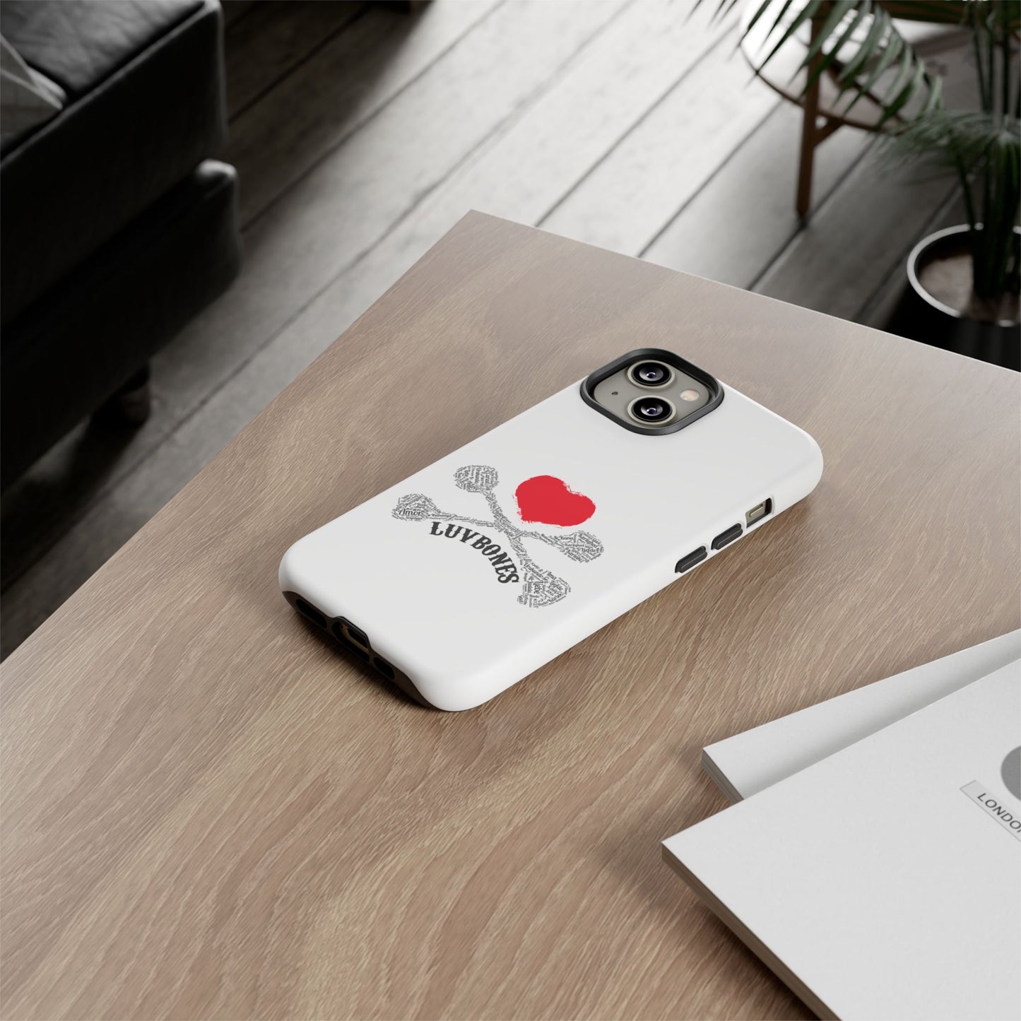 Luvbones - Hearts & Crossbones Phone Case, Tough Cases, Unique Smartphone Accessory, Gift for Him or Her