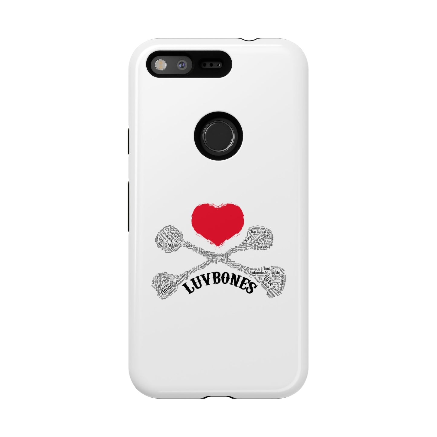 Luvbones - Hearts & Crossbones Phone Case, Tough Cases, Unique Smartphone Accessory, Gift for Him or Her