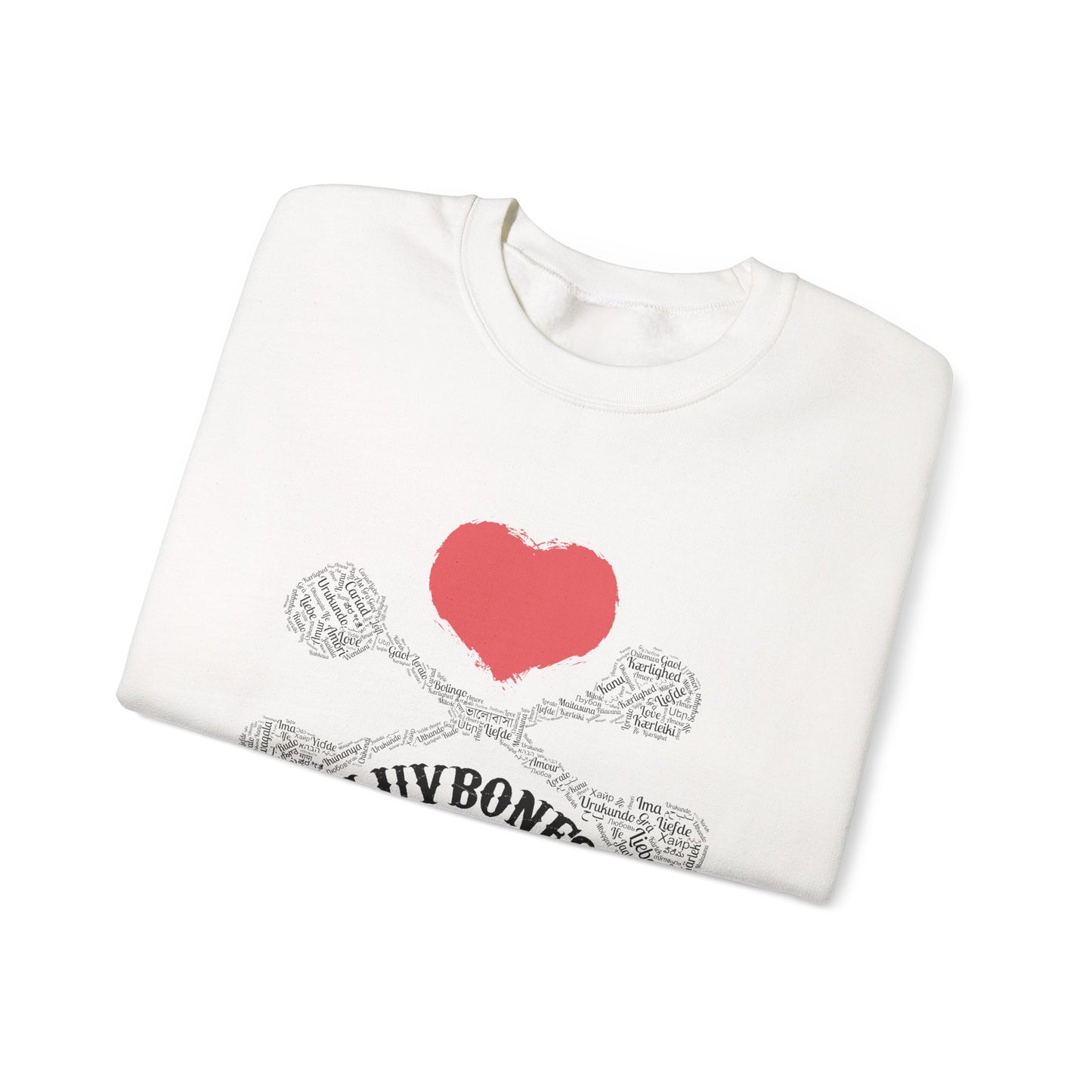 Luvbones - Hearts & Crossbones Sweatshirt, Cozy Unisex Crewneck, Valentine Gift, Edgy Sweatshirt for Him/Her, Casual Wear, Trendy Outfit